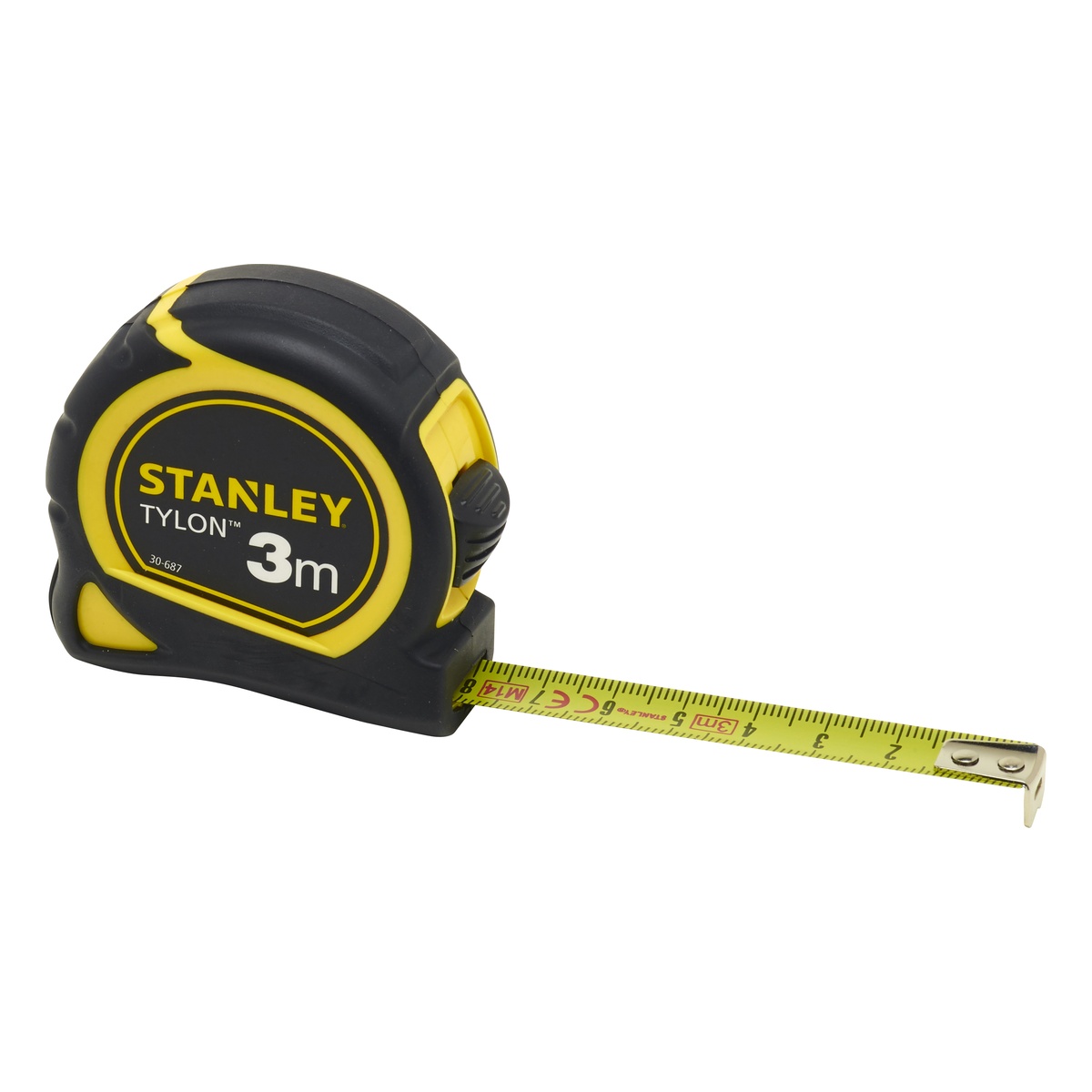 Stanley Bandmaß Tylon 3 m x 12,7 mm, Genauigkeitsklasse II, TRU-ZERO-Endhaken, Gürtelclip