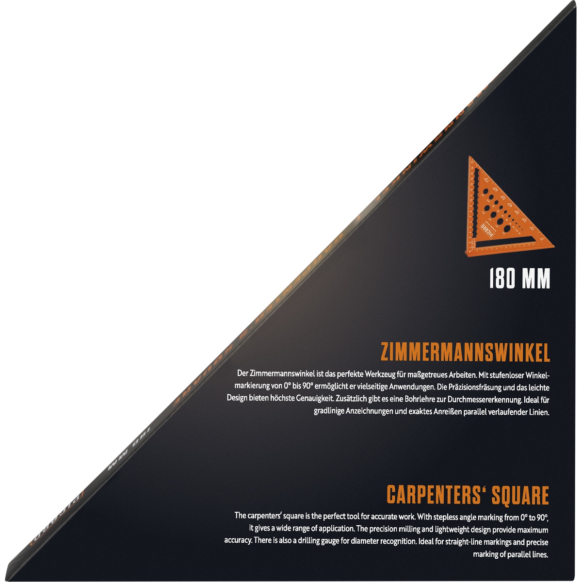 Picard Zimmermannswinkel 180 mm mit Bohrlehre, 255 x 180 mm, 180 g