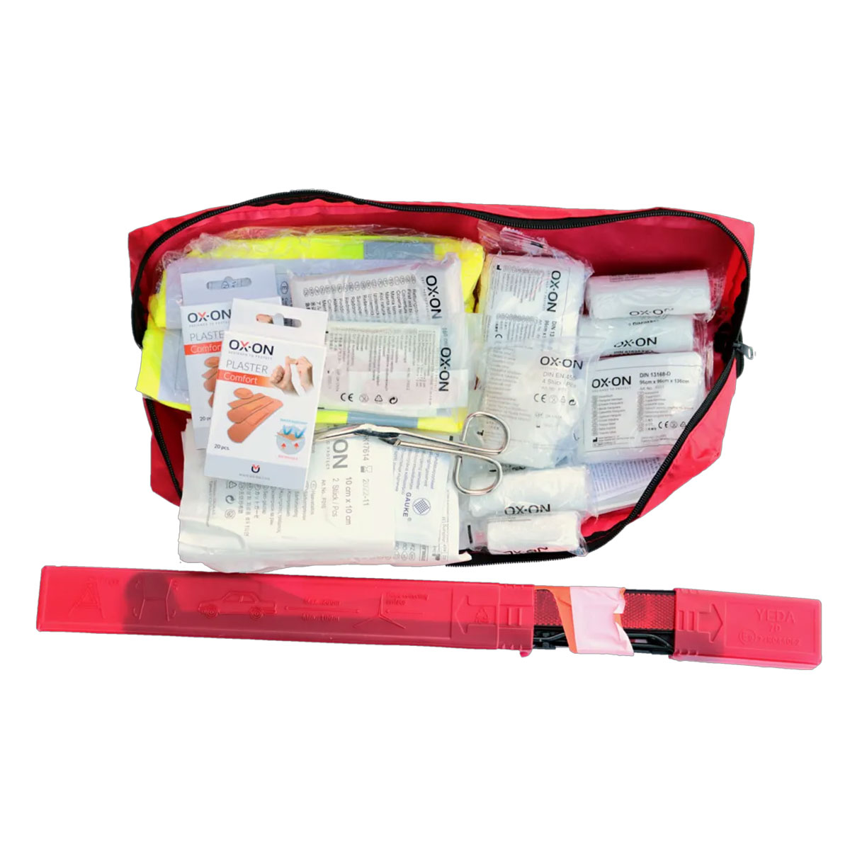 OX-ON 3-in-1 KFZ Safety Kit Erste Hilfe, Warnweste, Warndreieck