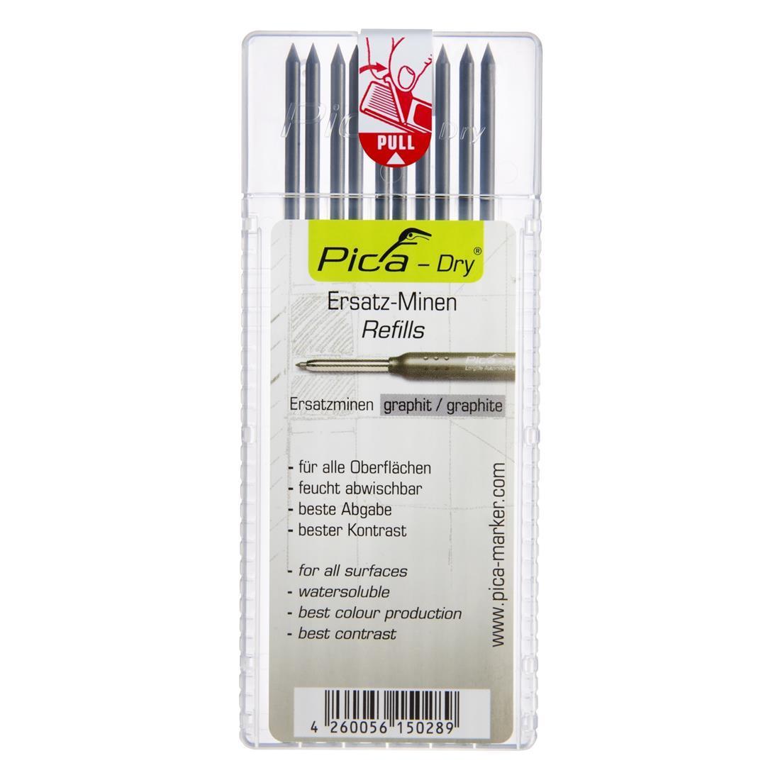 Pica Dry Ersatzminen 4030, 2,8 mm, Grafit 2B, wasserlöslich, 10 Stück