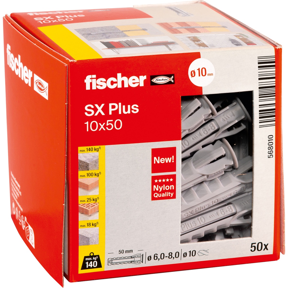 Fischer Dübel SX Plus 10x50 mm - 50 Stk. Fischer Dübel SX Plus 10x50 mm - 50 Stk.