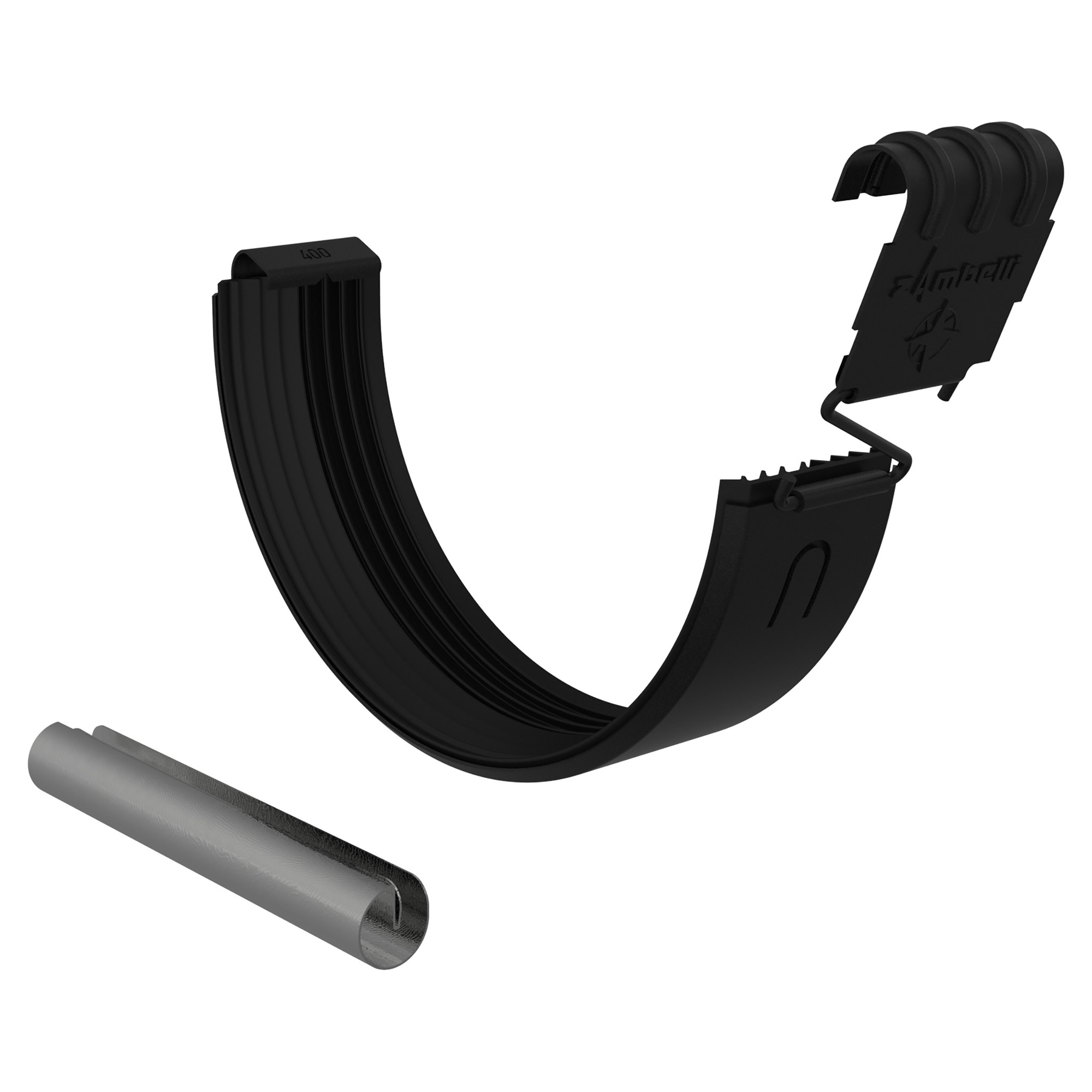 Zambelli Set Rinnen- und Wulstverbinder halbrund 400, 5-teilig, Schwarz RAL 9005, COLORDUR, mit Zambelli-Logo - 1 Set