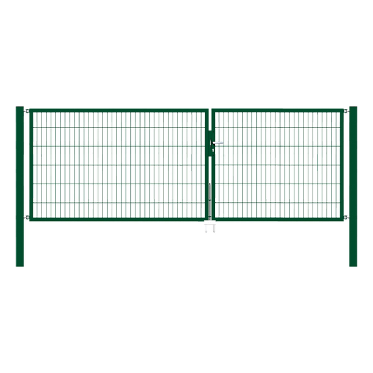Alberts Doppeltor Flexo, Typ 6/5/6, 1200 x 3500 mm, Pfosten: 80 x 80 mm, Stahl roh, feuerverzinkt, grün kunststoffbeschichtet RAL 6005 - 1 Stk.