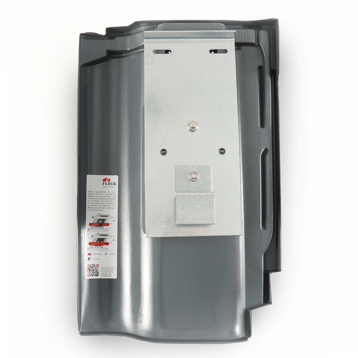 Fleck Solar-Trägerpfanne mit VA-Halterung Flandern Plus Groß-Flachdach Basalt, BAG