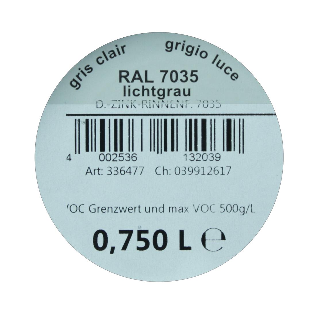 Dörken Delta-Zink Rinnenfarbe RAL 7035 Lichtgrau 750 ml