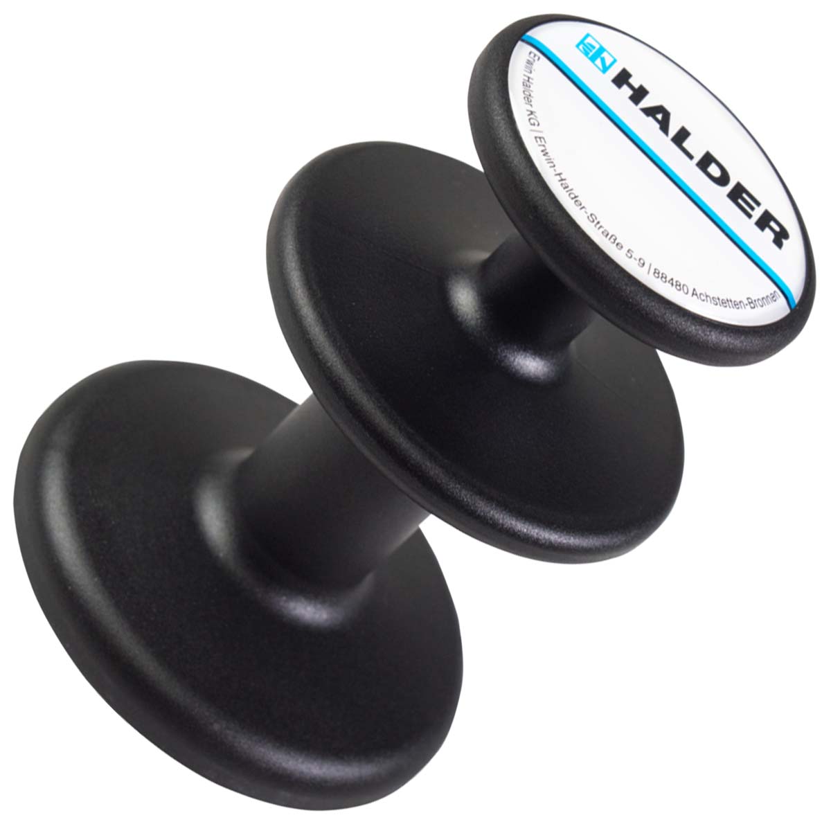 Halder Magnethalter schwarz, Neodym-Topfmagnet Ø 65 mm, gummierte Haftfläche, für Blaspistole und Kabel