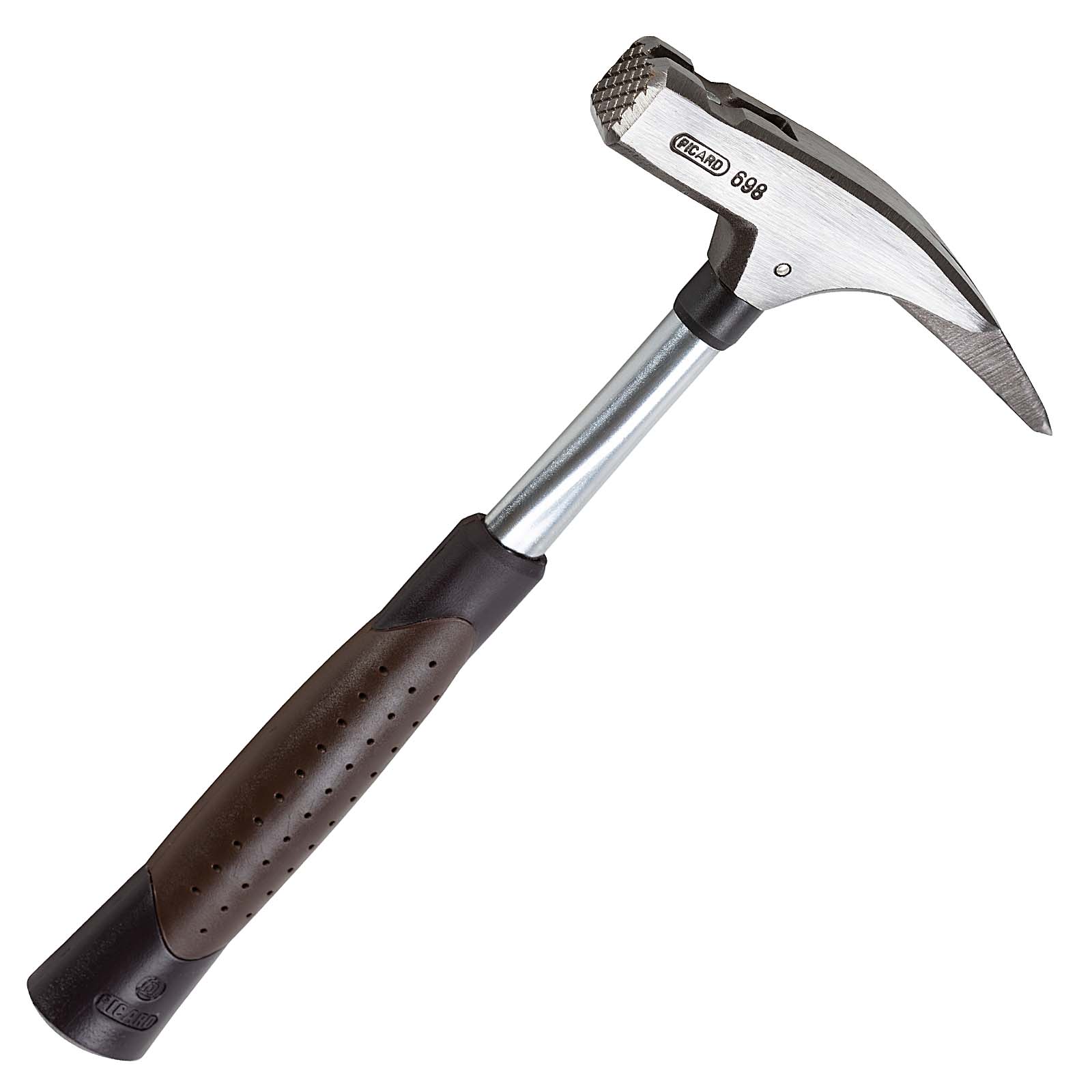 Picard Latthammer Nr. 698, 600 g, geraute Bahn, Chrom-Molybdän-Rohrstiel, magnetischer Nagelhalter