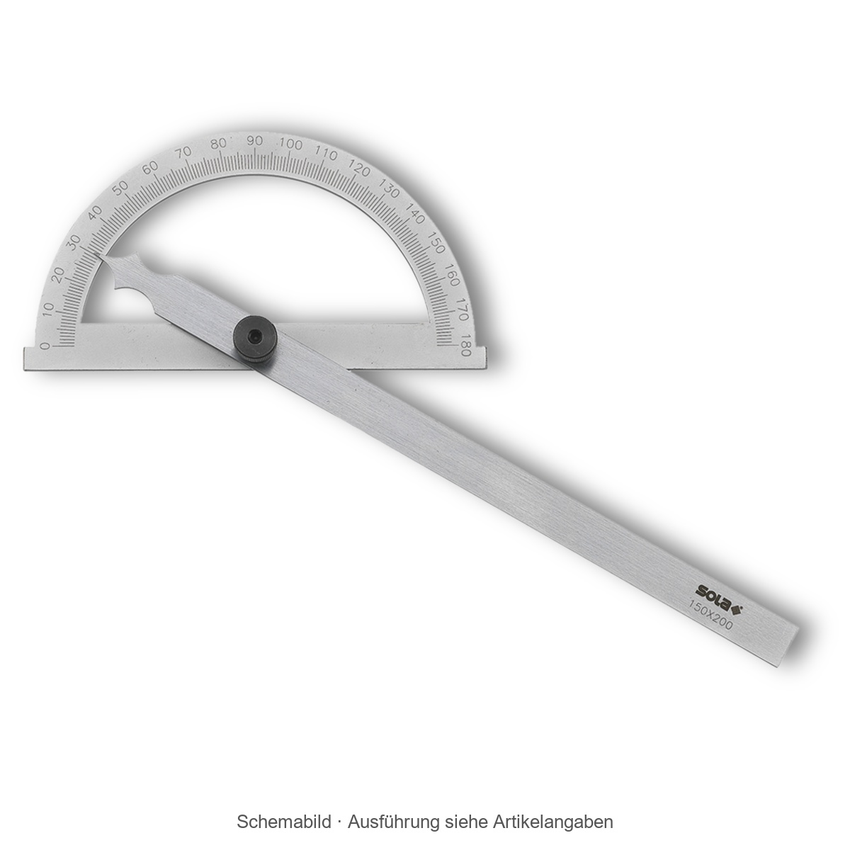 Sola Gradmesser GR, 120 x 80 mm, Stahl verchromt, Gradskala 0 bis 180°