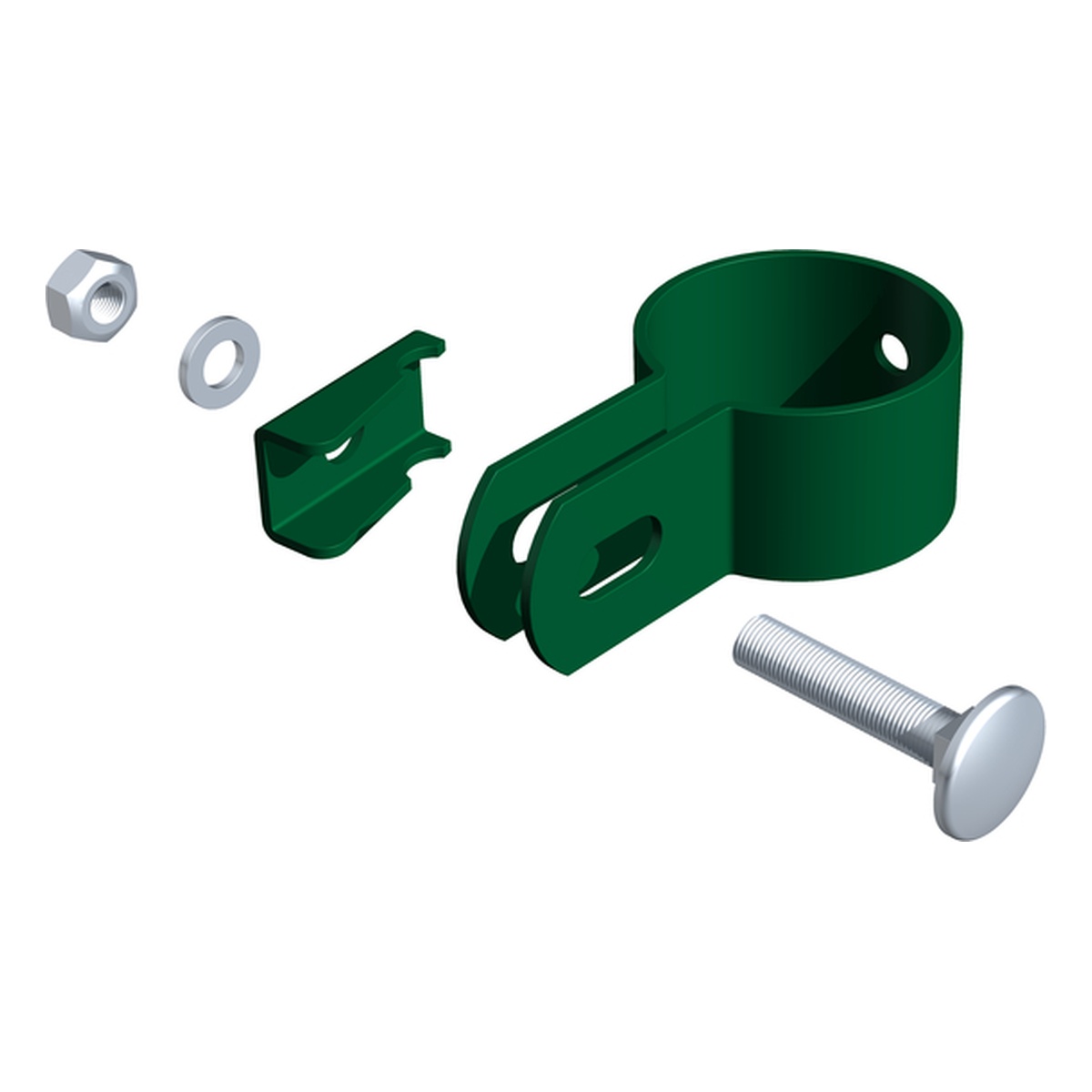 Alberts Endschelle, 34 x 63 x 17 mm, Stahl roh, sendzimirverzinkt, grün kunststoffbeschichtet - 1 Stk.