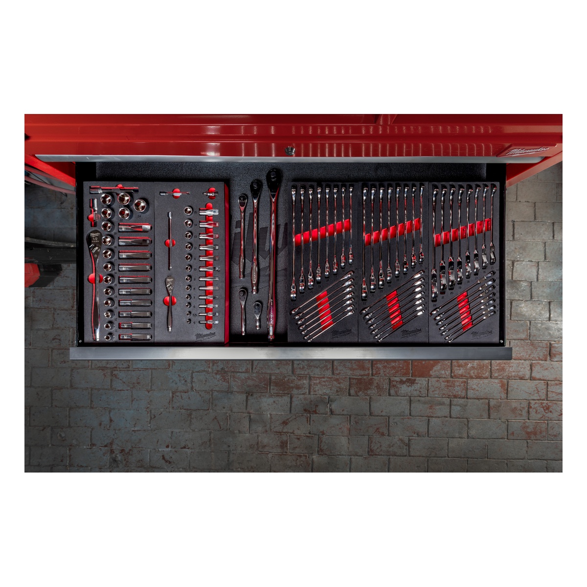 Milwaukee Ringmaulschlüssel MAX BITE Einlage 27-teilige Einlage für Werkstattwagen 78 cm - 1 Stk.