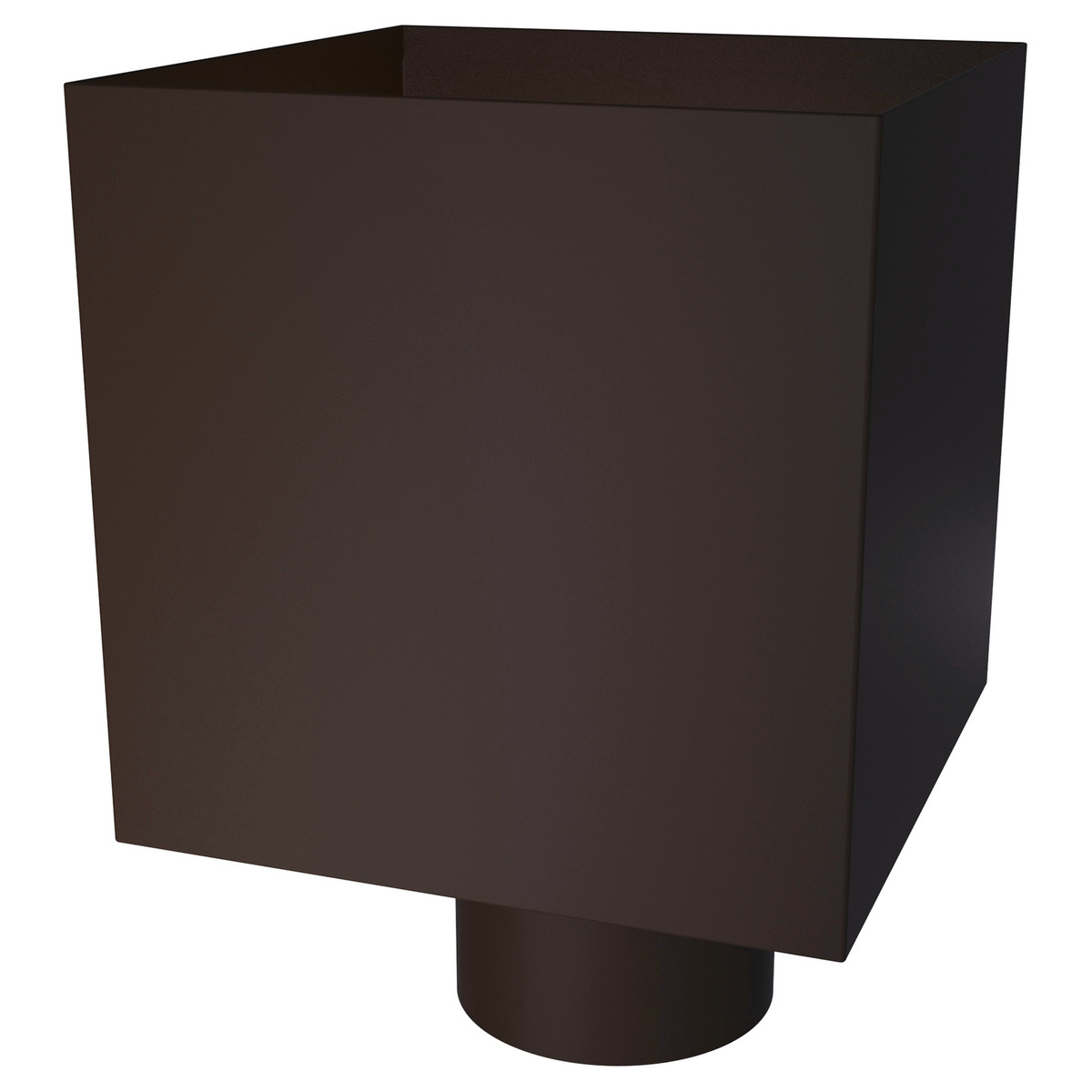 Zambelli Wasserfangkasten kubisch Ø 80 mm, Dunkelbraun RAL 8019, COLORDUR, Ablauf exzentrisch, Abstand 30 mm - 1 Stk.