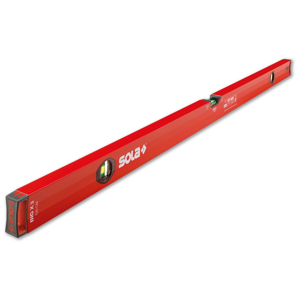 Sola Alu-Wasserwaage BIG X 3, 200 cm, 3 FOCUS-Libellen, Messtoleranz 0,50 mm/m
