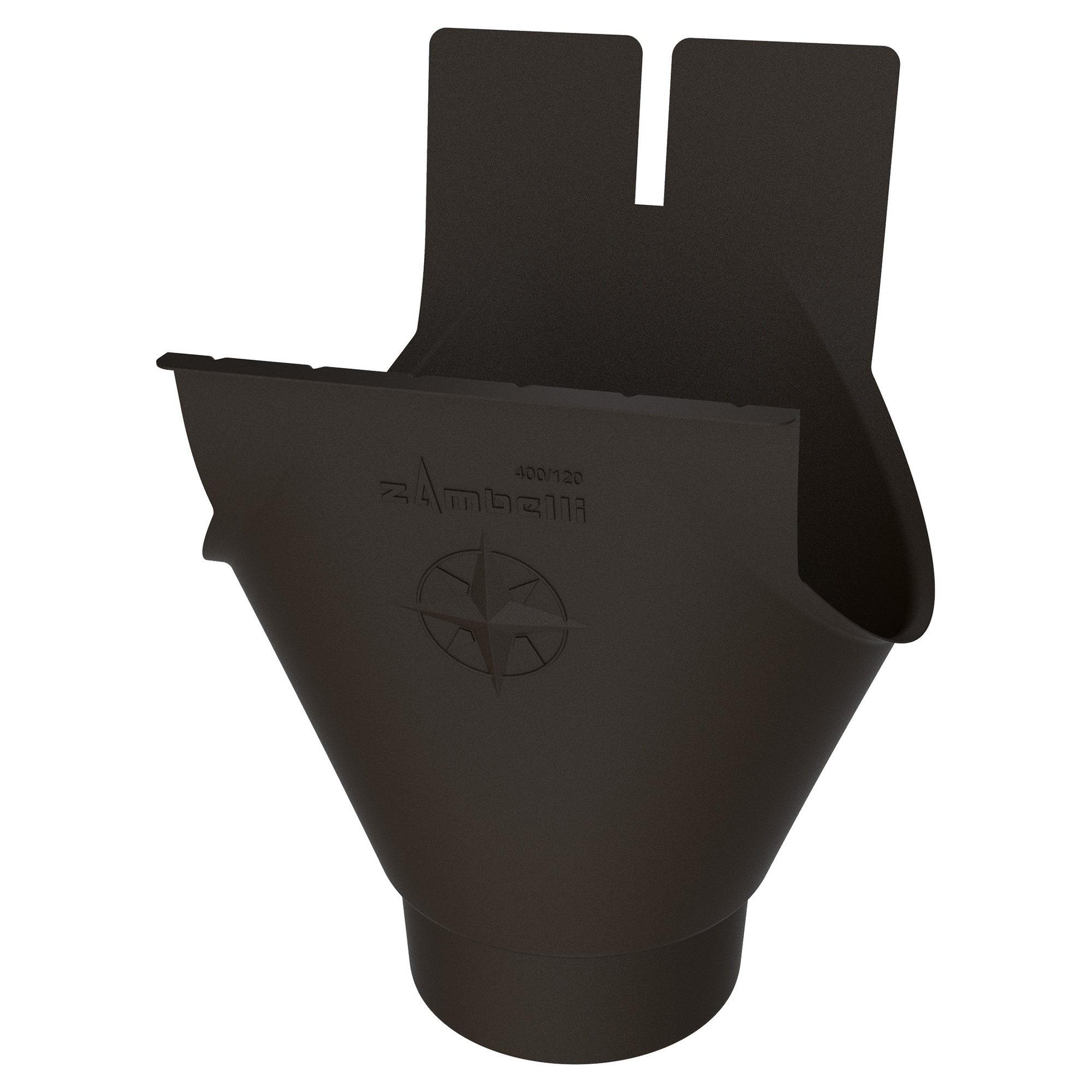 Zambelli Rinnenstutzen Meister-Stutzen oval 400/120, 5-teilig, Dunkelbraun RAL 8019, COLORDUR, mit Zambelli-Logo - 1 Stk.