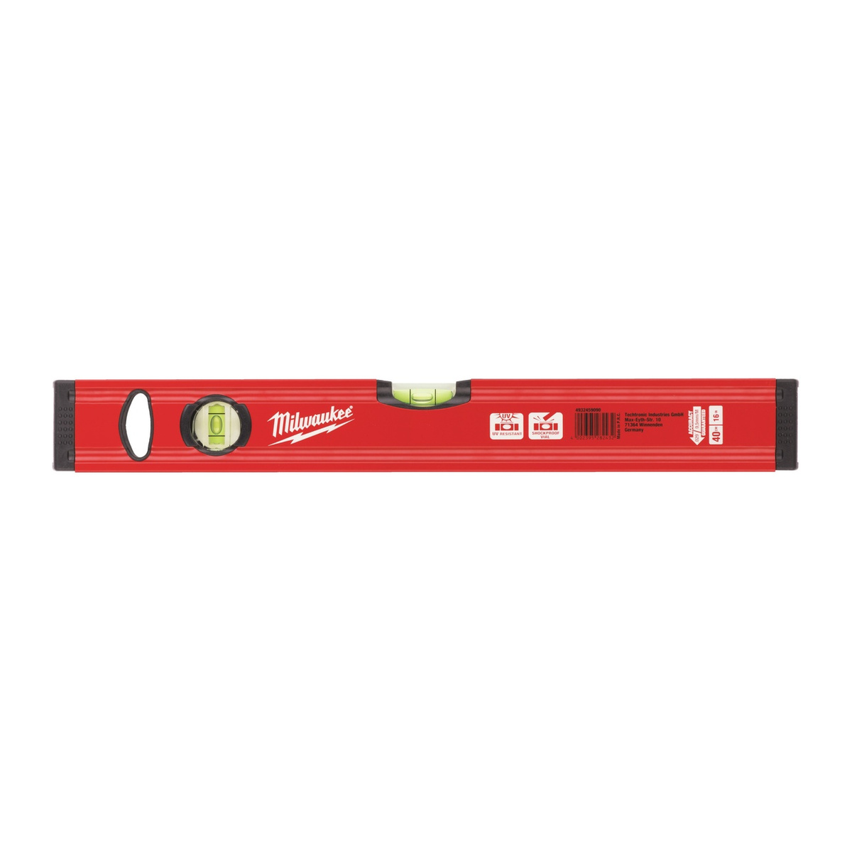 Milwaukee Wasserwaage Slim, 2 Acryllibellen, VPA-zertifiziert, 0,5 mm/m