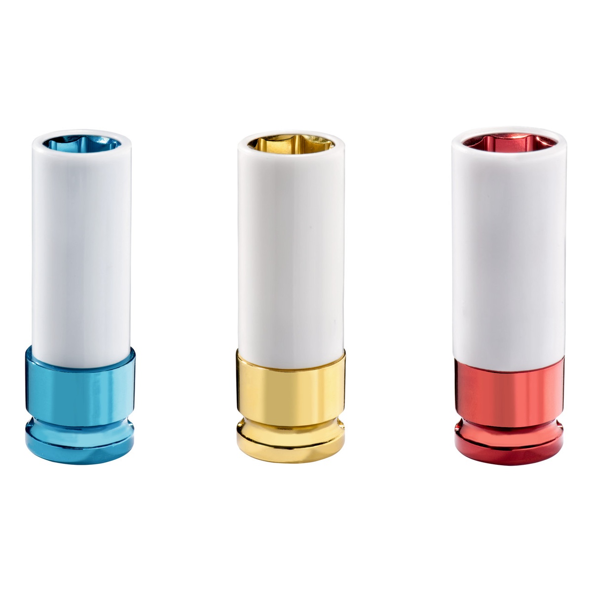 Metabo Steckschlüsselsatz 1/2 Zoll schlagfest KFZ, 3 Schlagnüsse SW 17, 19 und 21 mm, lang, für Alufelgen