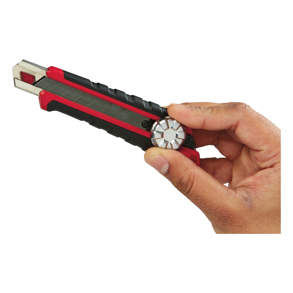 Milwaukee Cuttermesser 25 mm mit Abbrechklinge, Metall-Feststellrad mit Schnellgewinde, Softgrip