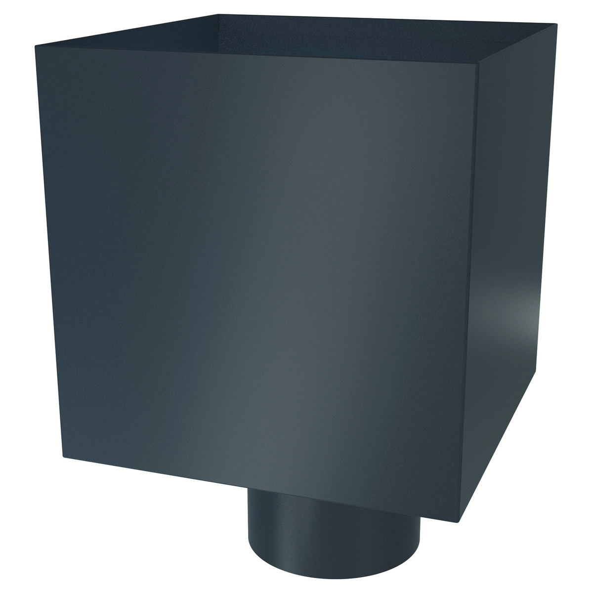 Zambelli Wasserfangkasten kubisch Ø 80 mm, Anthrazit RAL 7016, COLORDUR, Ablauf exzentrisch, Abstand 30 mm - 1 Stk.