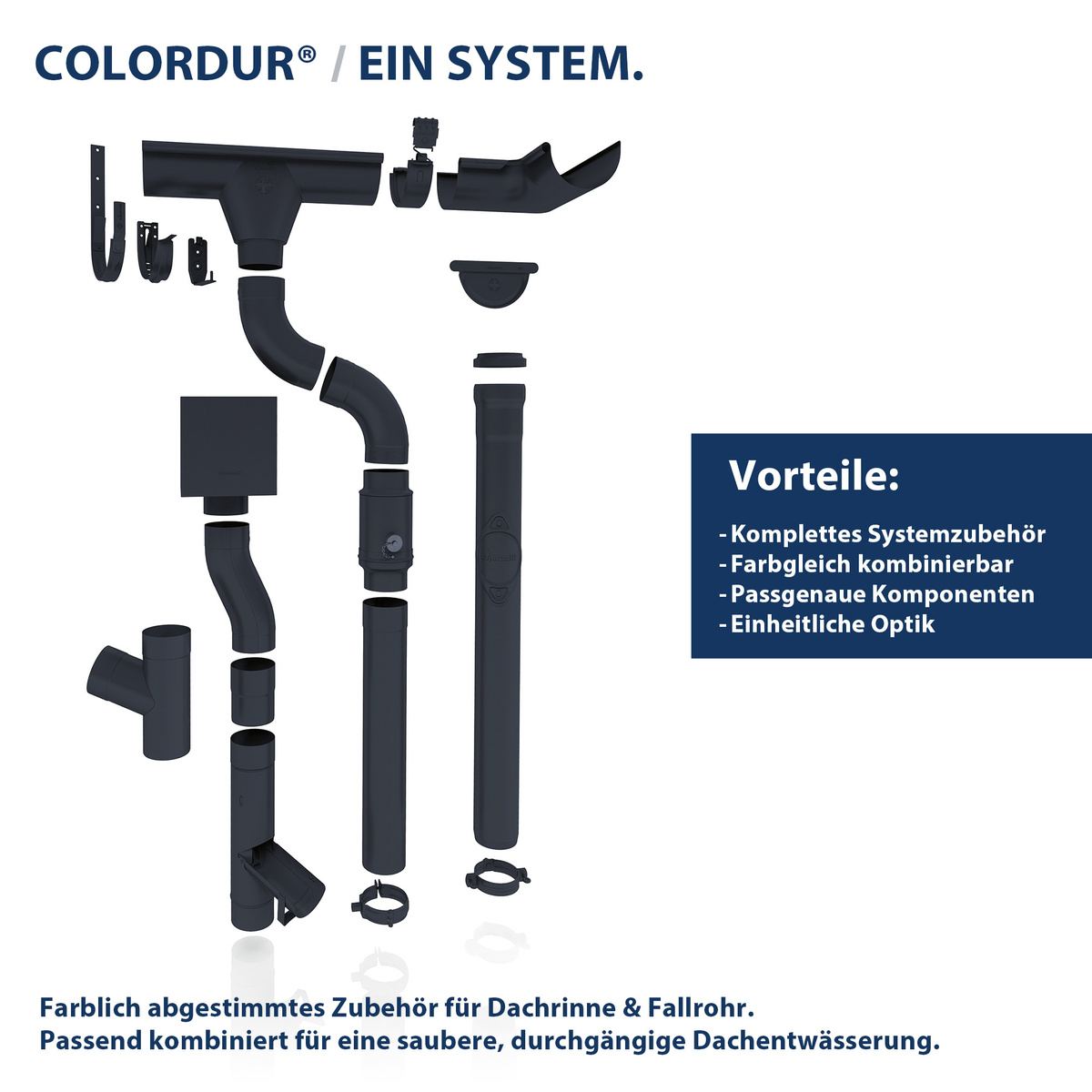 Zambelli Rinnenboden Meister-Boden halbrund 250, 8-teilig, Dunkelbraun RAL 8019, COLORDUR, mit Zambelli-Logo - 1 Stk.