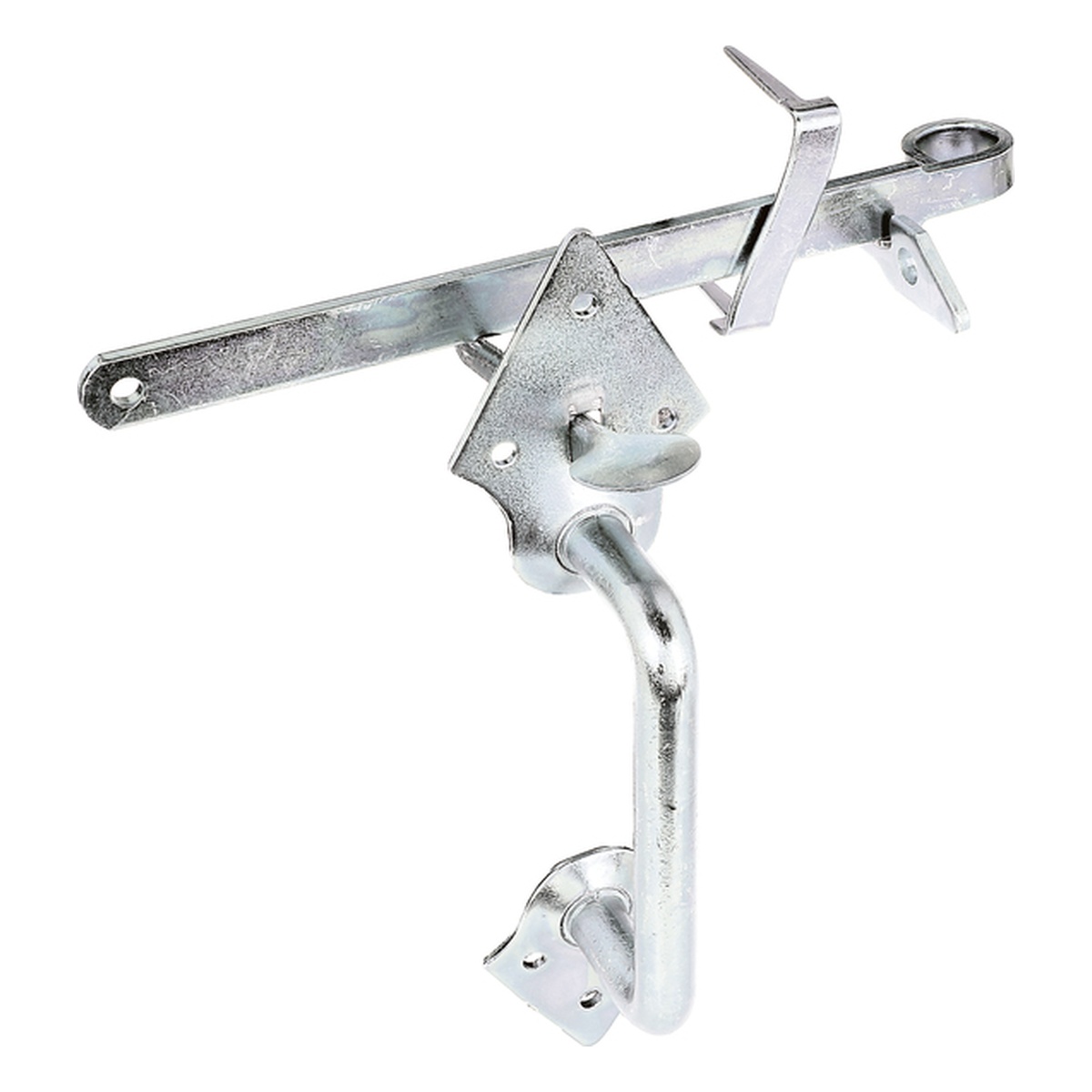 Alberts Klinken-Set für Flechtzaun-Tore und leichte Holztore, 260 mm, Stahl roh, galvanisch verzinkt Dickschichtschutz, zum Einschlagen - 1 Stk.