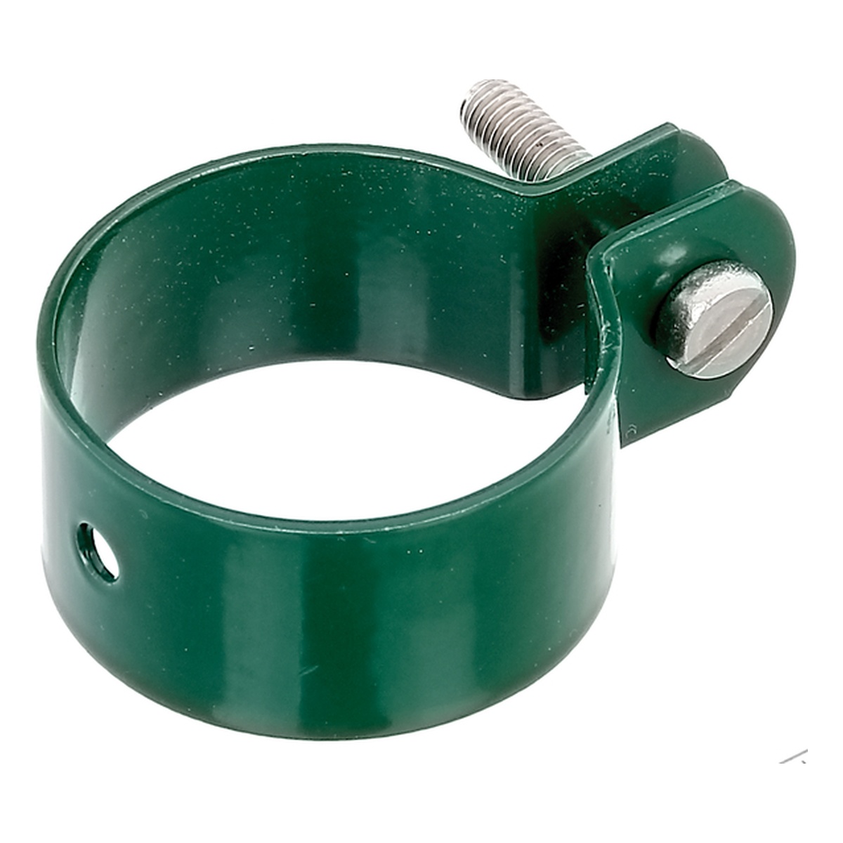 Alberts Schelle zur Befestigung von Streben an Pfosten, 21,8 x 47,6 x 68,6 mm, Schellen-Ø: 42 mm, Stahl roh, verzinkt grün kunststoffbeschichtet RAL 6005 - 1 Stk.