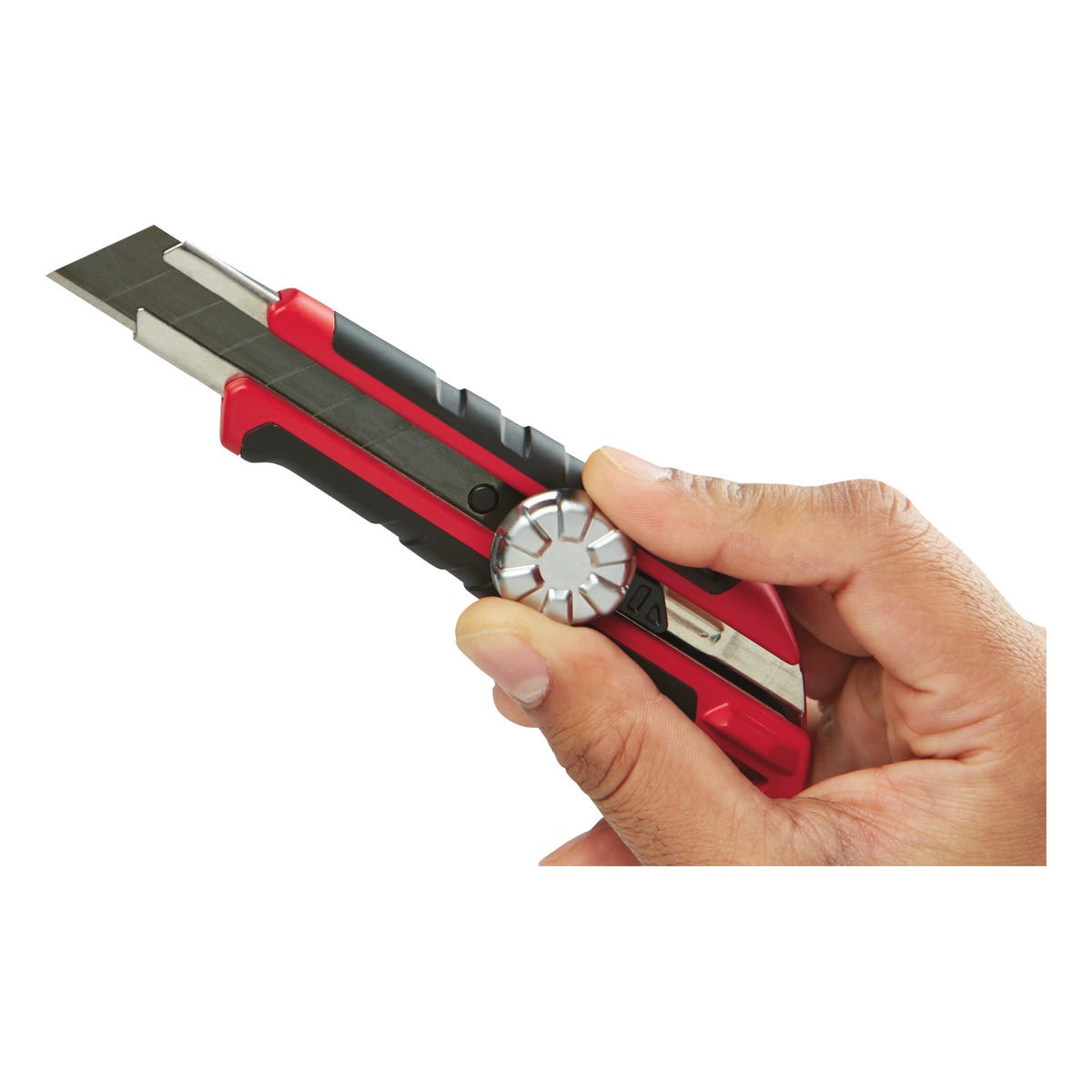 Milwaukee Cuttermesser 25 mm mit Abbrechklinge, Metall-Feststellrad mit Schnellgewinde, Softgrip