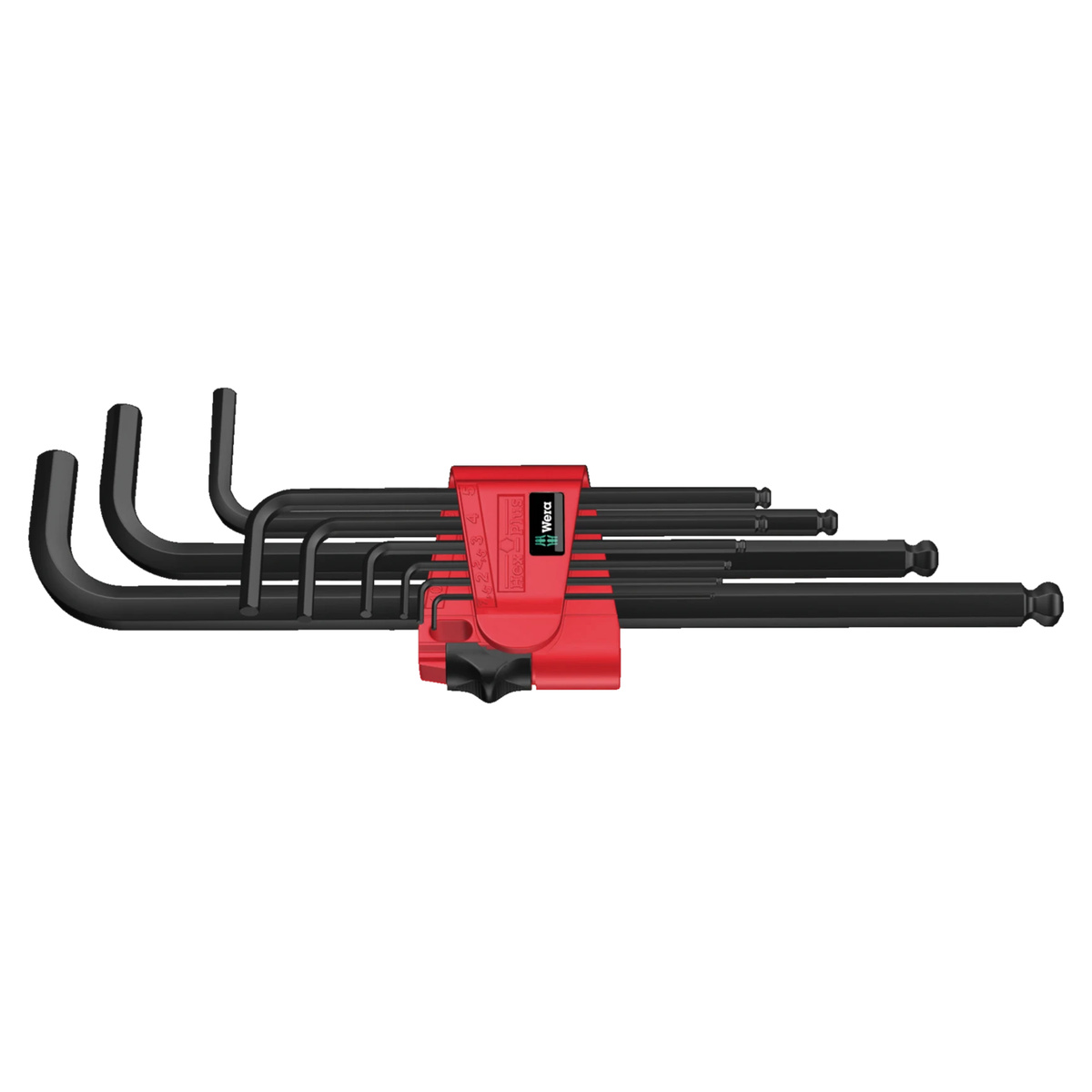 Wera Winkelschlüsselsatz Hex-Plus, metrisch, 9-teilig, 1,5 bis 10 mm, BlackLaser, mit Kugelkopf
