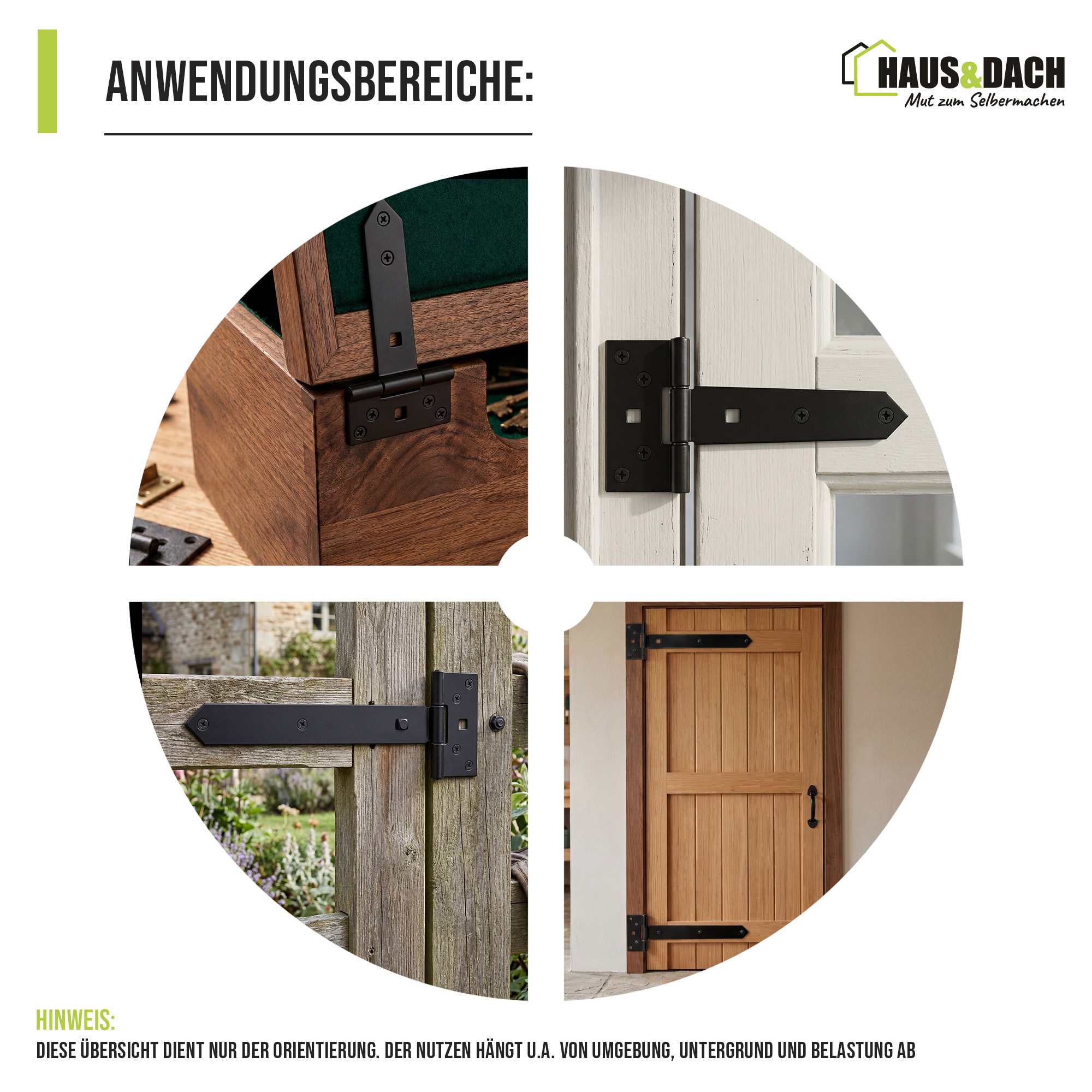HAUS&DACH Kreuzgehänge Set 250 mm schwarz verzinkt - leichtes Torband / Türband für Gartentor & Holztor