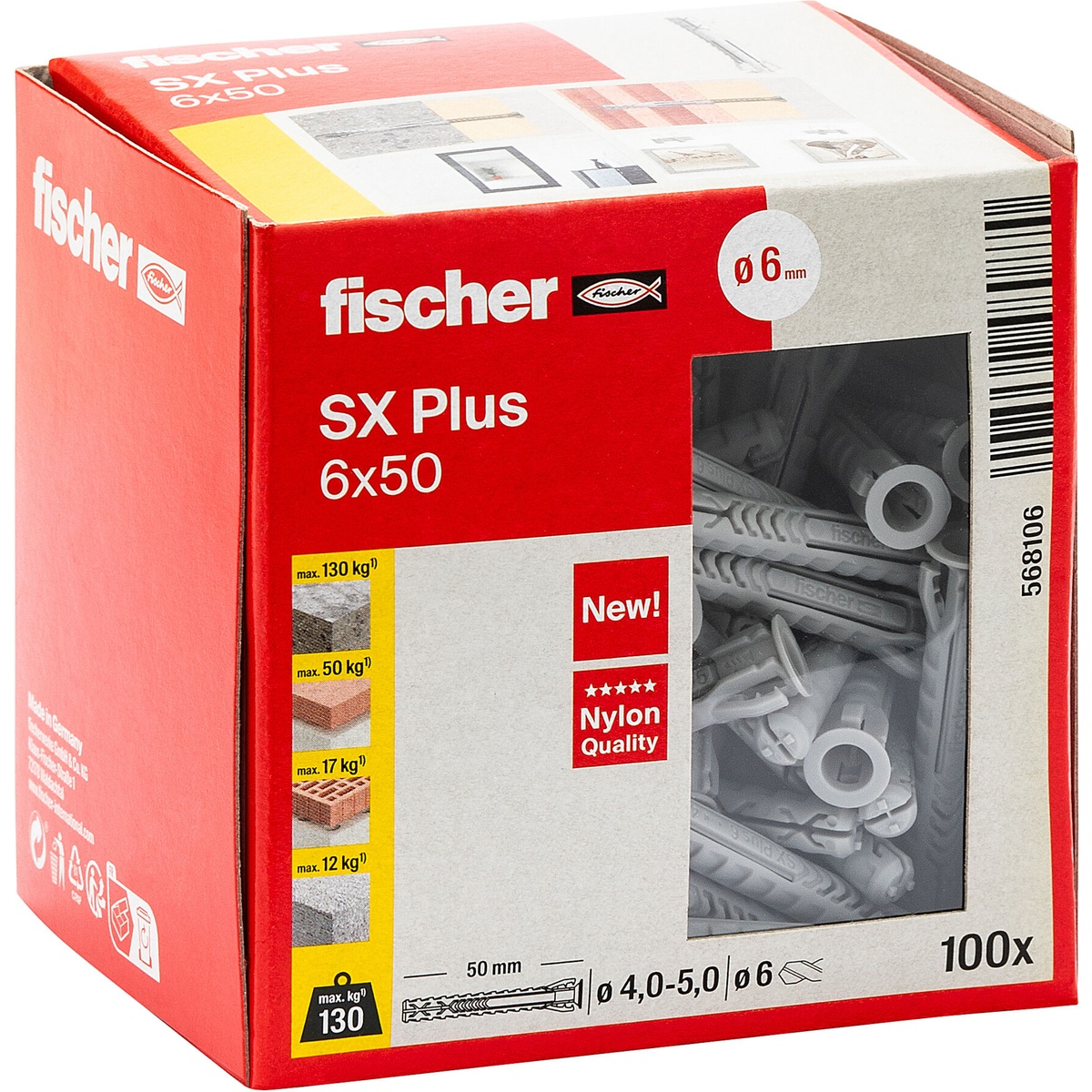Fischer Dübel SX Plus 6 x 50 mm - 100 Stk. Fischer Dübel SX Plus 6 x 50 mm - 100 Stk.
