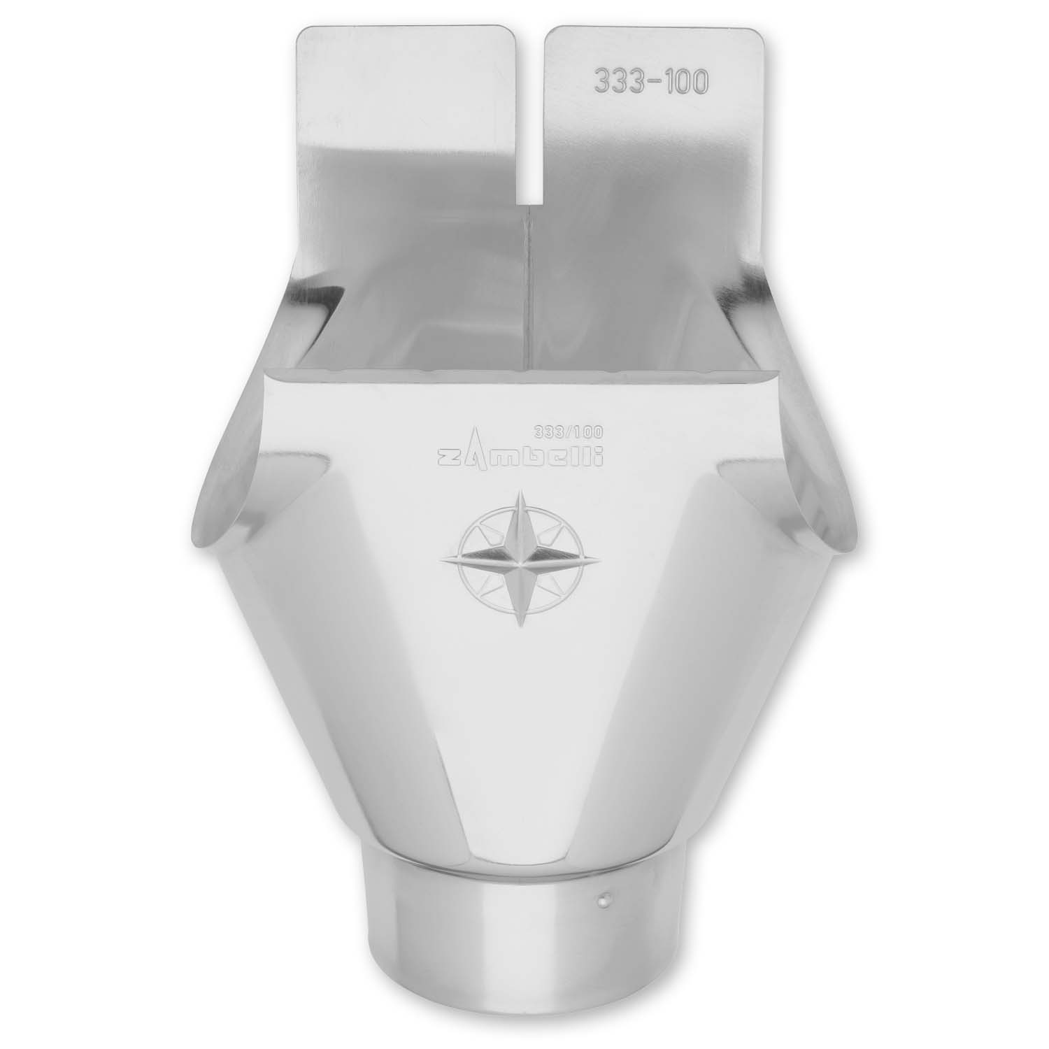 Zambelli Einhangstutzen oval 280/87 mm, 7 tlg, Titanzink Zambelli Einhangstutzen oval 280/87 mm, 7 tlg, Titanzink