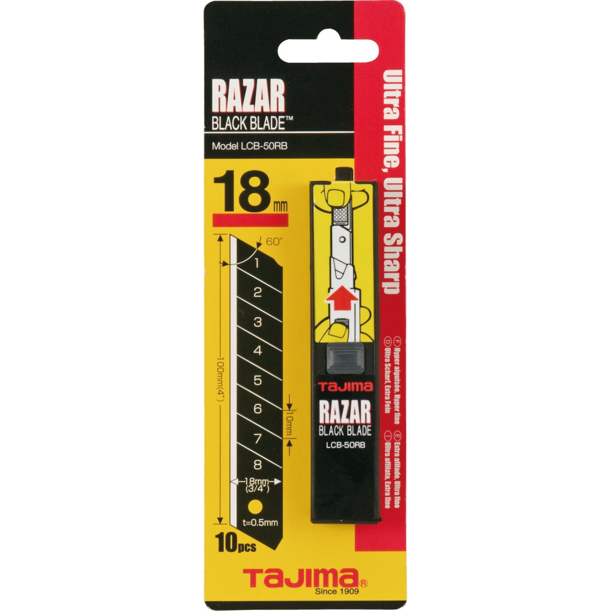 Tajima Razar Black Cutterklingen 18 mm Spender mit 10 Klingen - 1 Stk.