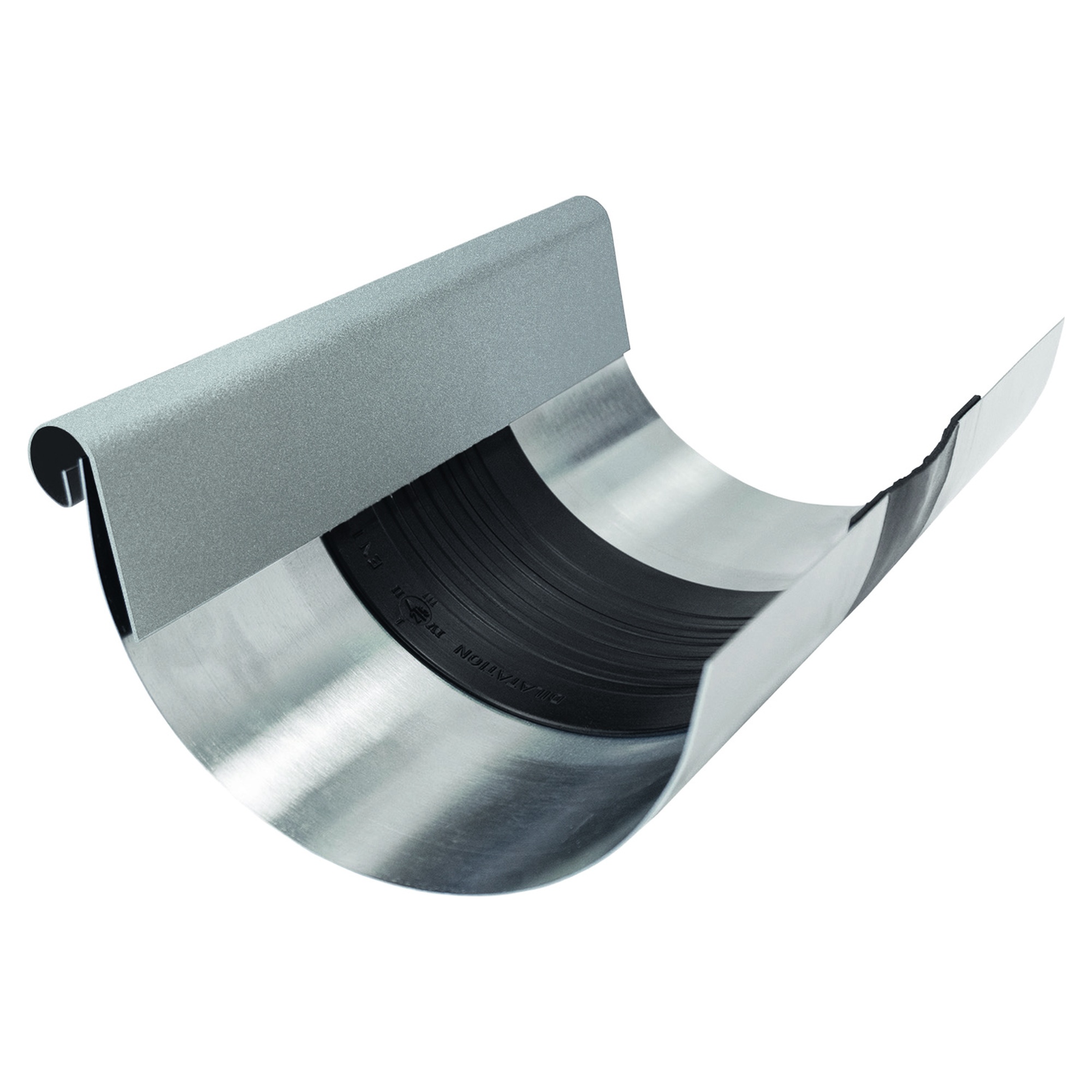Zambelli Rinnen-Dilatation halbrund 400, 5-teilig, Weißaluminium RAL 9006, COLORDUR, 260 mm breit, mit Schutzblende - 1 Stk.