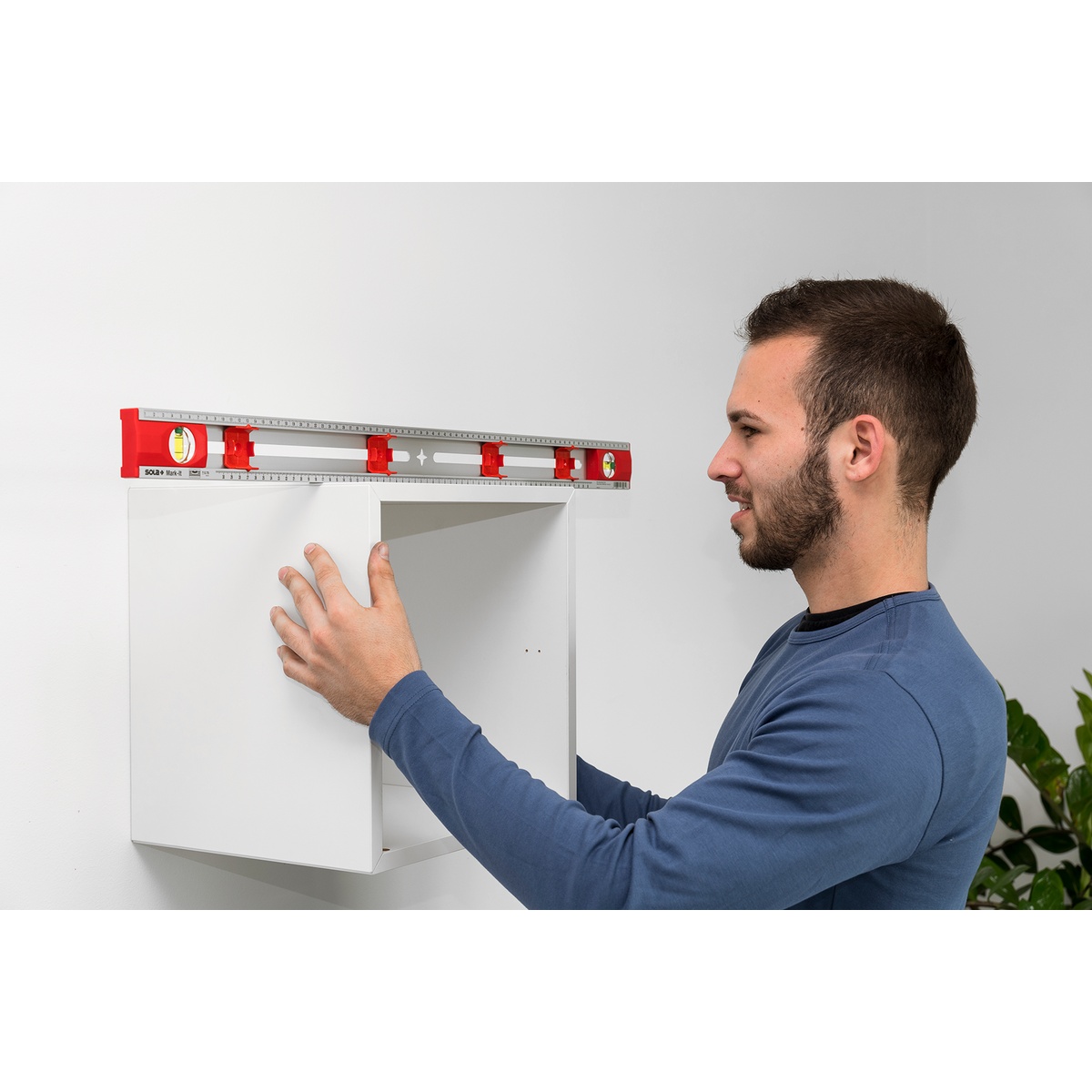 Sola Markier-Wasserwaage MARK-IT, 80 cm, Alu-C-Profil mit Messschiebern und Mittelpunkt-Skala