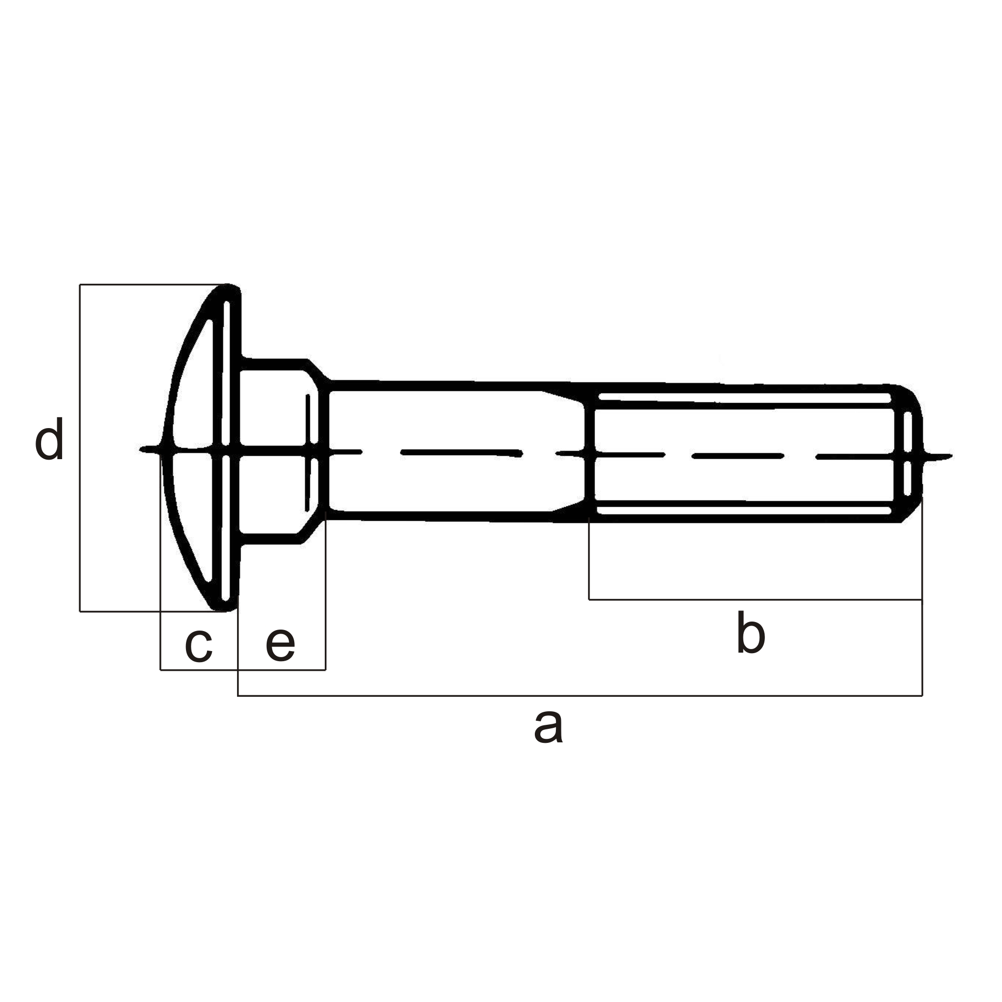 Flachrundschraube M6 x 100 mm DIN 603 Stahl galvanisch verzinkt, mit Vierkantansatz, mit Sechskantmutter