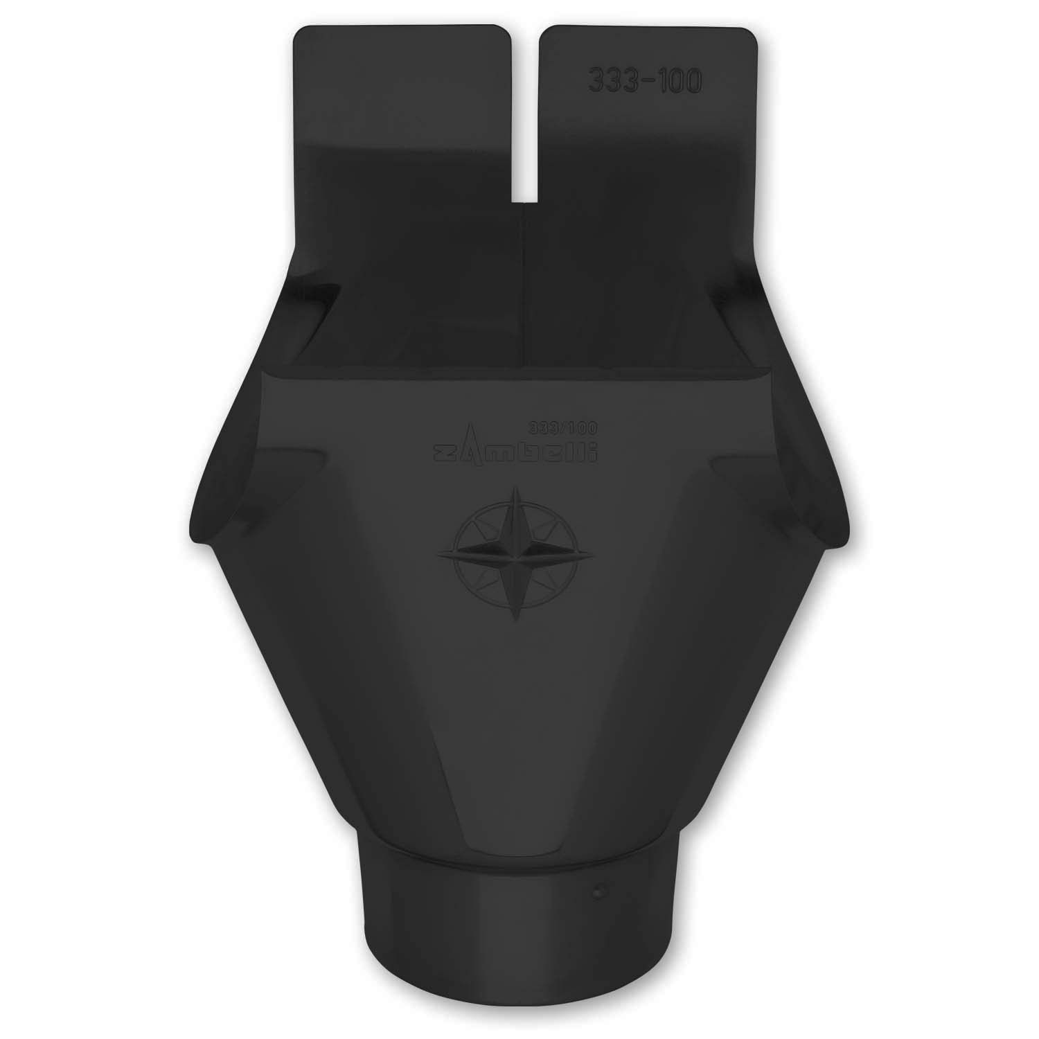 Zambelli Einhangstutzen oval 250/80 mm, 8 tlg, verzinkt, Schwarz, gefalzt Zambelli Einhangstutzen oval 250/80 mm, 8 tlg, verzinkt, Schwarz, gefalzt