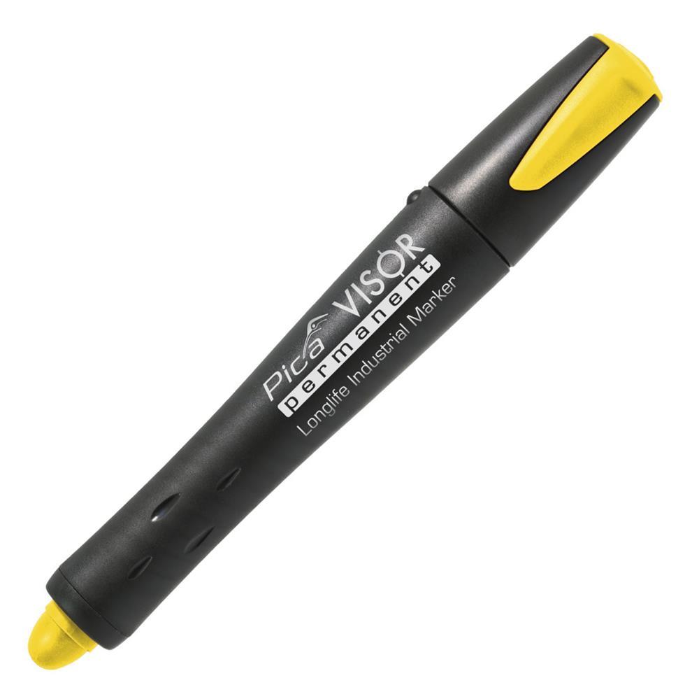 Pica Visor Permanent Marker 990, 10 mm, gelb, nachfüllbarer Industriemarker mit Signierkreide