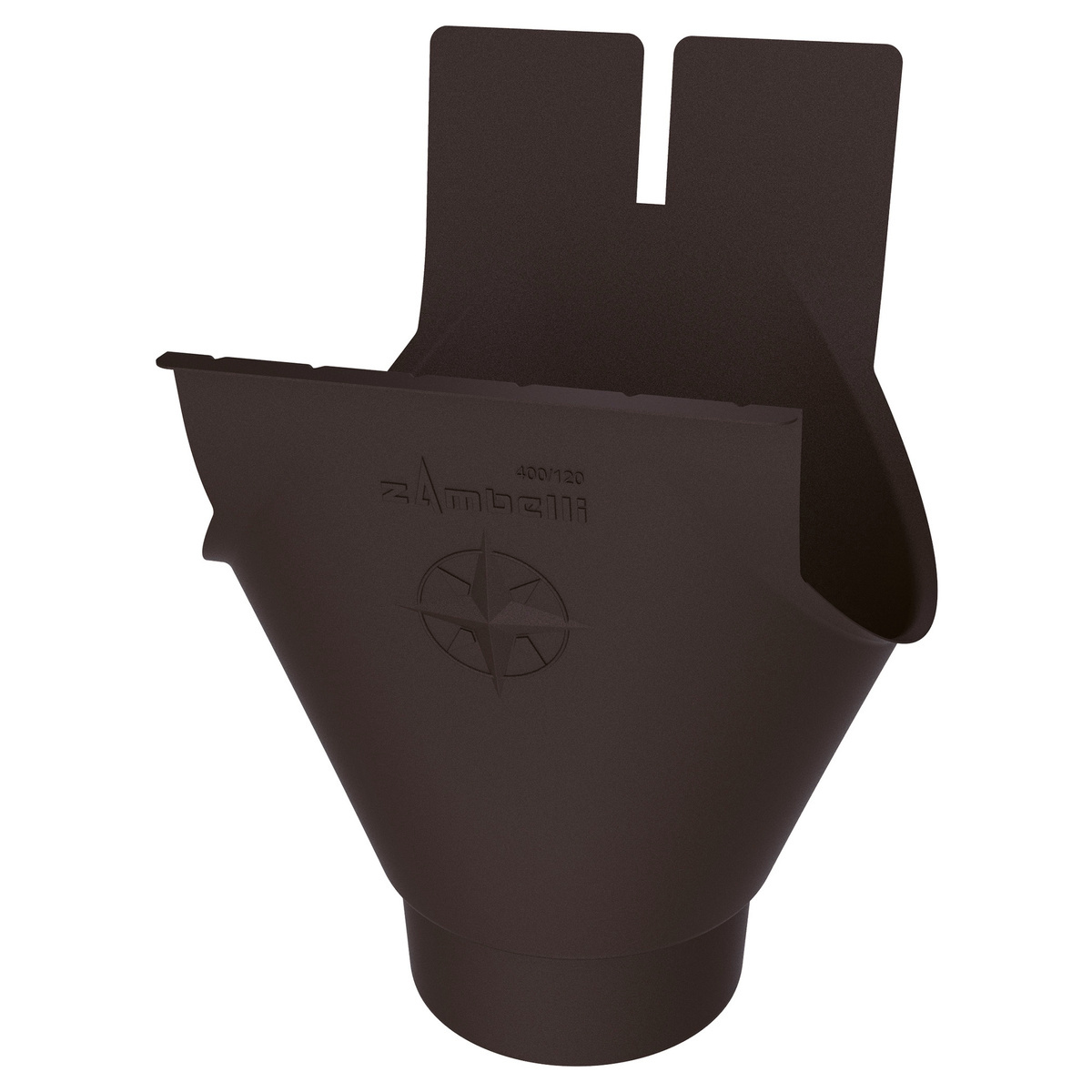 Zambelli Rinnenstutzen Meister-Stutzen oval 400/120, 5-teilig, Dunkelbraun RAL 8019, COLORDUR, mit Zambelli-Logo - 1 Stk.