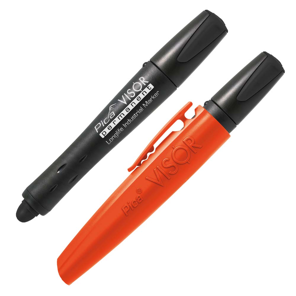 Pica Visor Permanent Marker 990, 10 mm, schwarz, nachfüllbarer Industriemarker mit Signierkreide