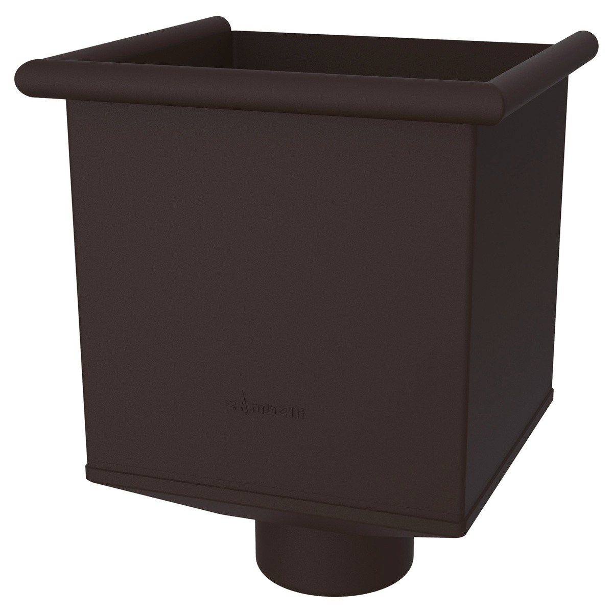 Zambelli Wasserfangkasten quadratisch Ø 100 mm, Dunkelbraun RAL 8019, COLORDUR - 1 Stk.