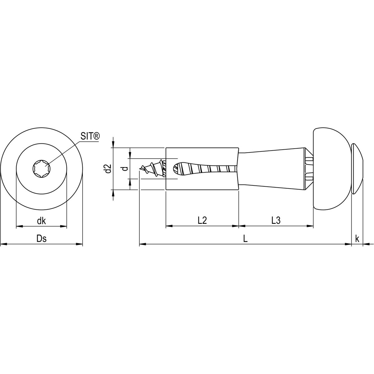 Reisser DSH-2-A Abstandsset 4,8x50 (17-20) mm, SD19, Edelstahl A2/Kunststoff, Teilgewinde, SIT20 - 100 Stk.