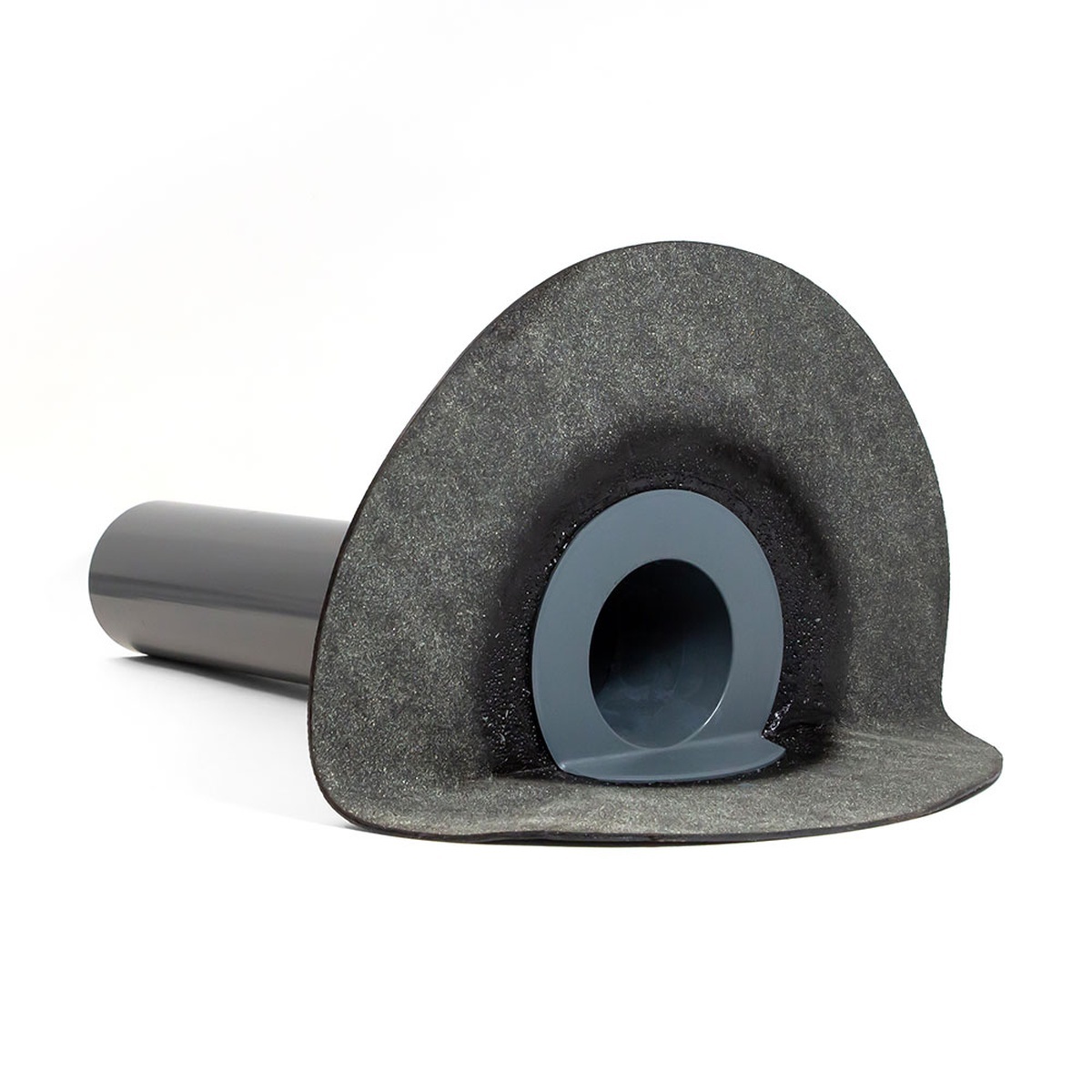 Fleck Flachdach-Winkelablauf (Speier) DN 70, Flansch-Manschette aus Bitumen-Schweißbahn, verpresst