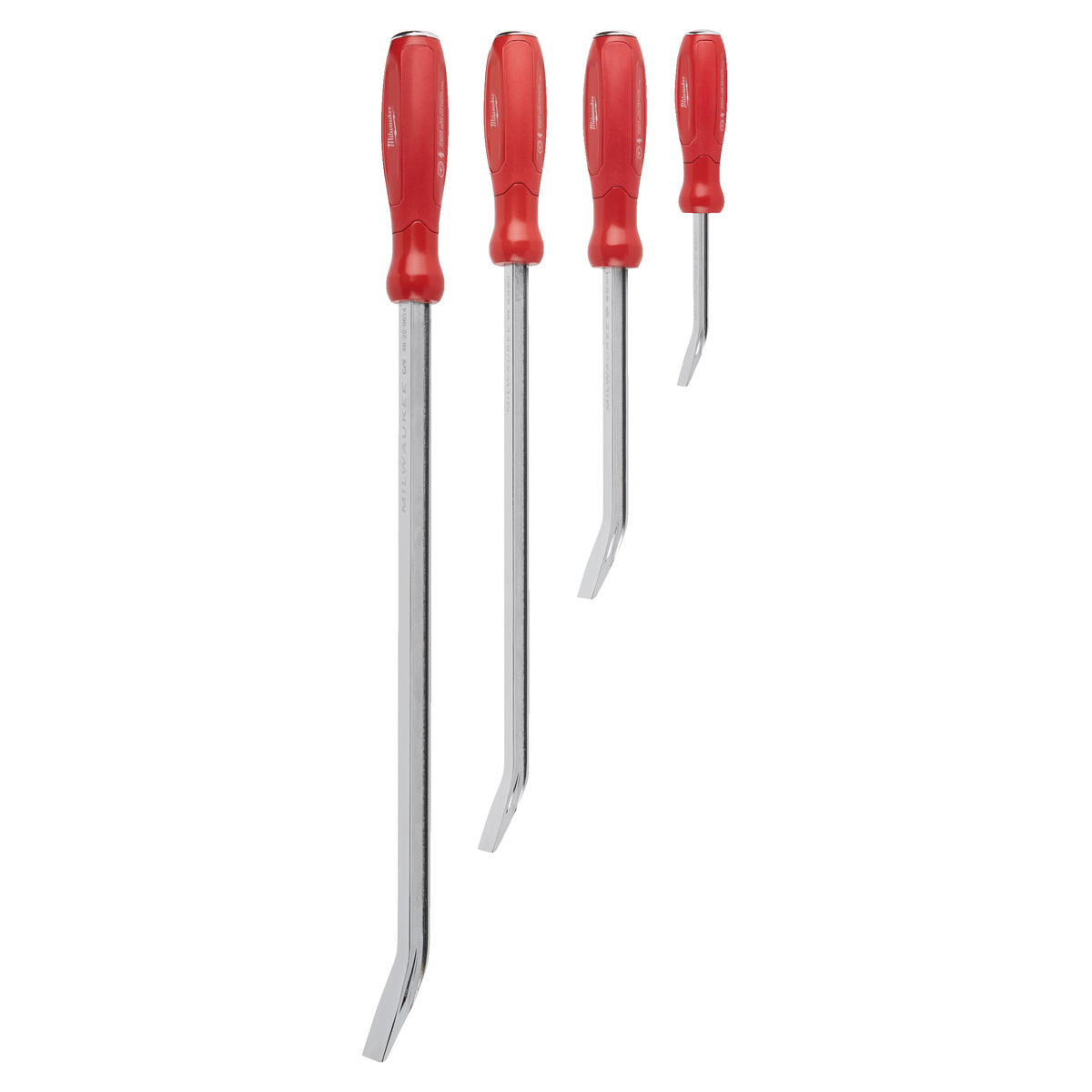 Milwaukee Stemmeisen-Set 4-teilig, 200, 300, 450 und 600 mm, Doppel-T-Profil, Schlagkappe, Komfortgriff