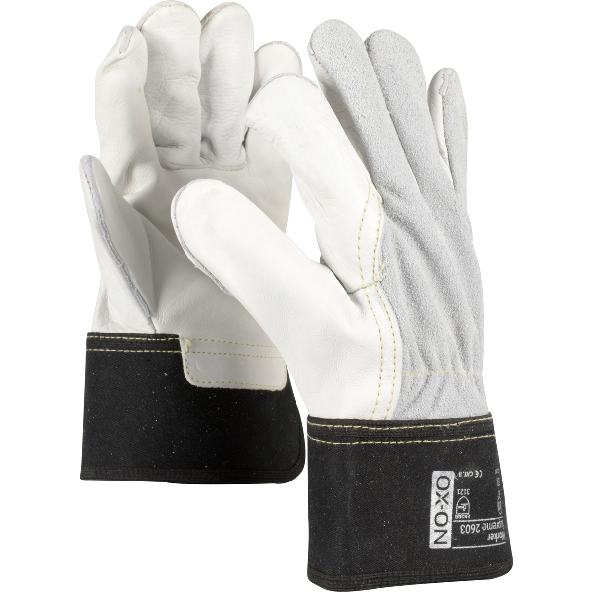 OX-ON Worker Supreme 2603 Lederhandschuhe, Kevlar-genäht, Größe 12 (XXXL)