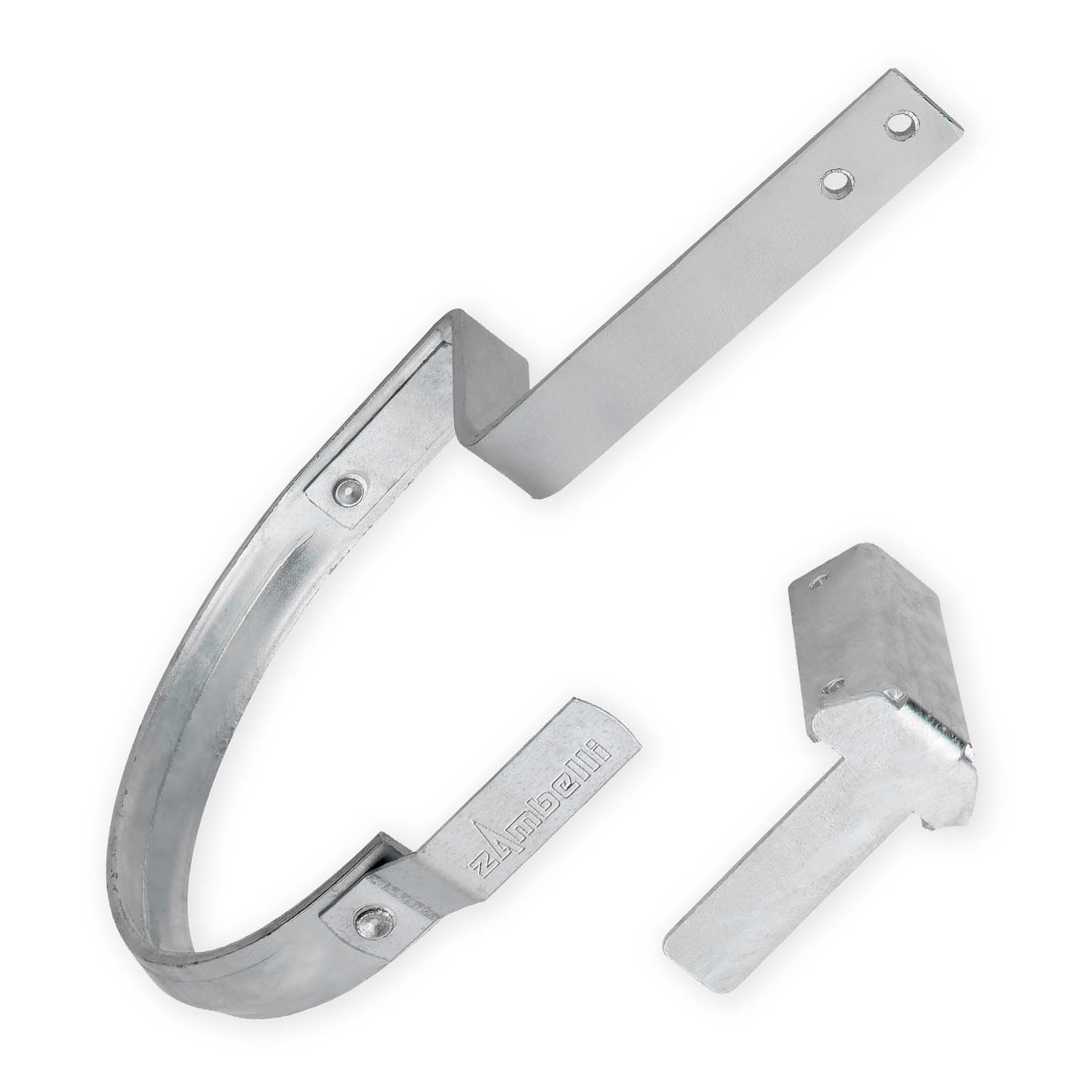 Zambelli Rinnenhaken-Set 75° für Sandwichplatten, 6 tlg, Stahl PC. Haken 120-160 mm, Halter 26mm/75°