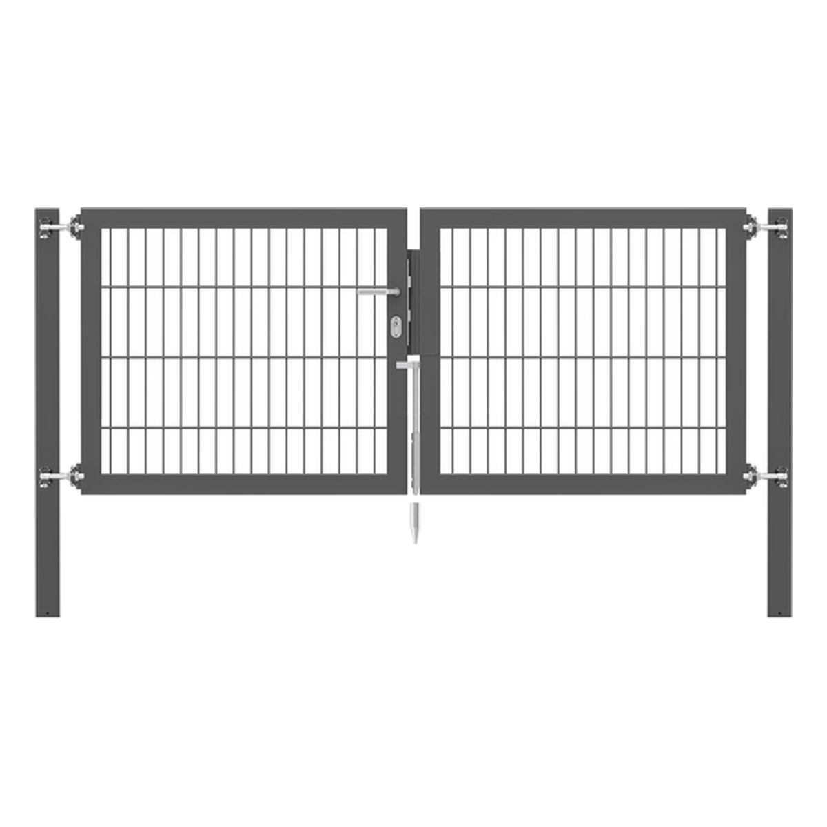 Alberts Doppeltor Flexo Plus, Typ 8/6/8, 800 x 2000 mm, Pfosten: 80 x 80 mm, Stahl roh, feuerverzinkt, anthrazit kunststoffbeschichtet RAL 7016 - 1 Stk.