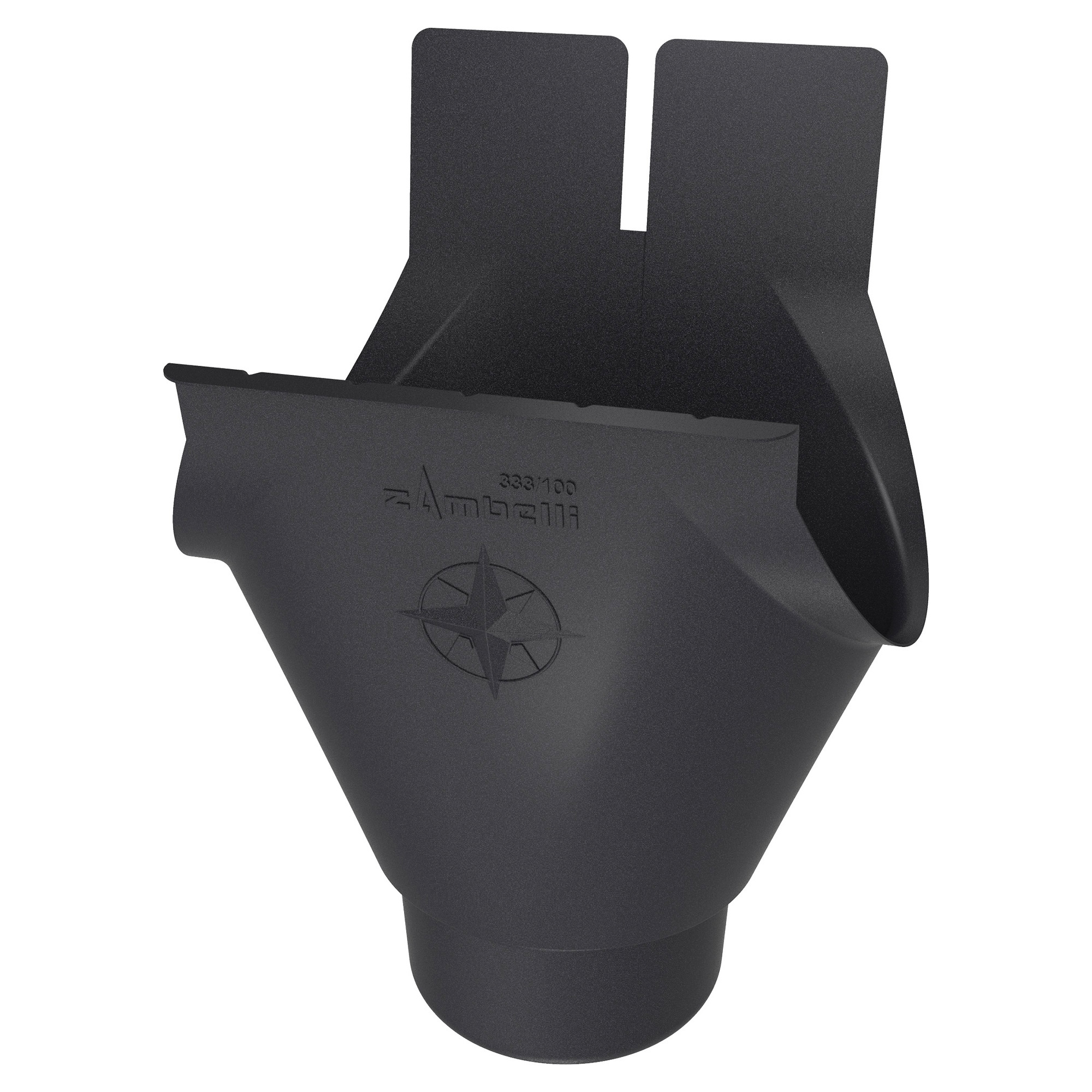 Zambelli Rinnenstutzen Meister-Stutzen oval 333/100, 6-teilig, Anthrazit RAL 7016, COLORDUR, hinten gefalzt, mit Zambelli-Logo - 1 Stk.