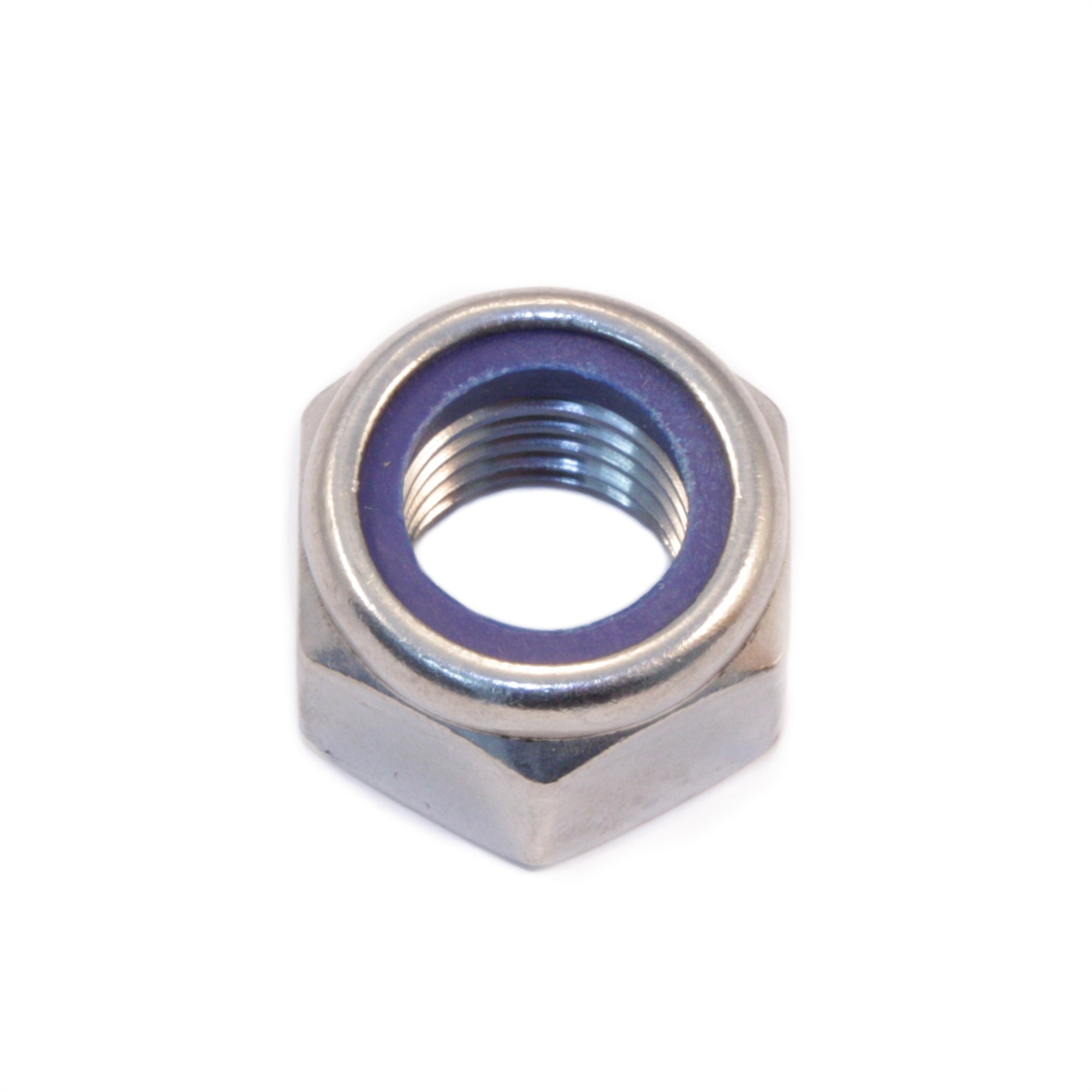 Sechskantmutter M10 DIN 985 Edelstahl A2, mit Klemmteil, mit nichtmetallischem Einsatz, niedrige Form Sechskantmutter M10 DIN 985 Edelstahl A2, mit Klemmteil, mit nichtmetallischem Einsatz, niedrige Form