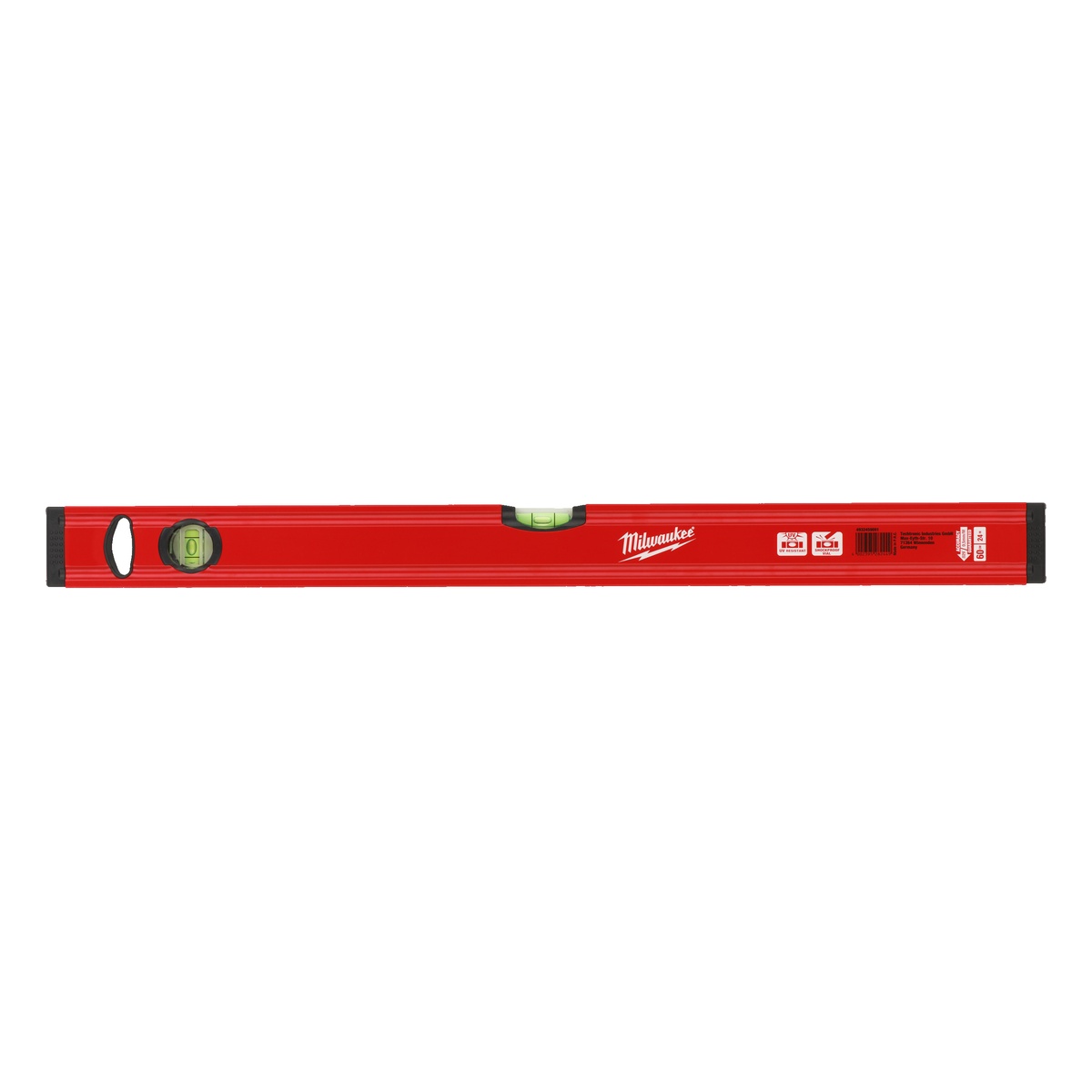 Milwaukee Wasserwaage Slim, 60 cm, 2 Acryllibellen, VPA-zertifiziert, 0,5 mm/m
