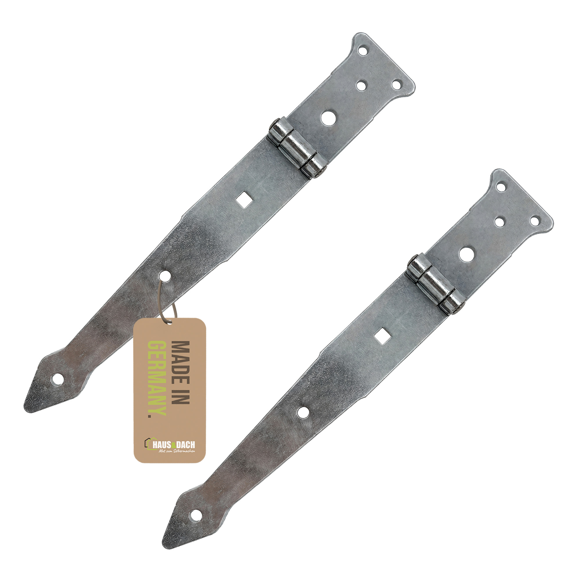 HAUS&DACH Werfgehänge Set 500 mm verzinkt - schweres Torband / Türband für Gartentor & Holztor