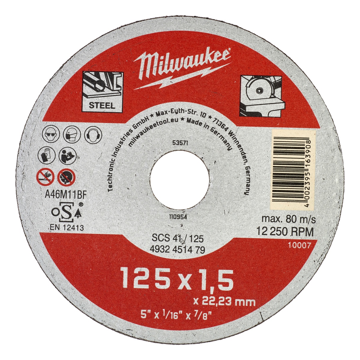 Milwaukee Metalltrennscheibe Contractor 125 mm SCS41 1,5 mm - 1 Stk.