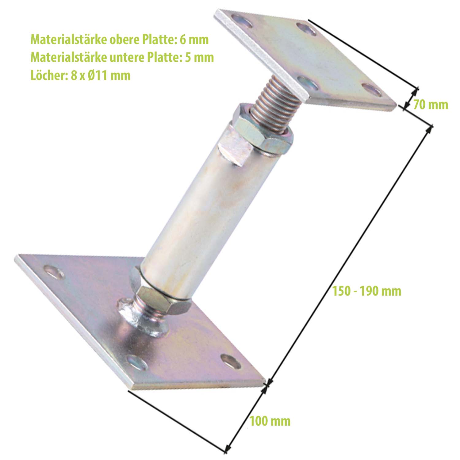 Alberts 4x Pfostenträger, verstellbar 150-190 mm, verzinkt